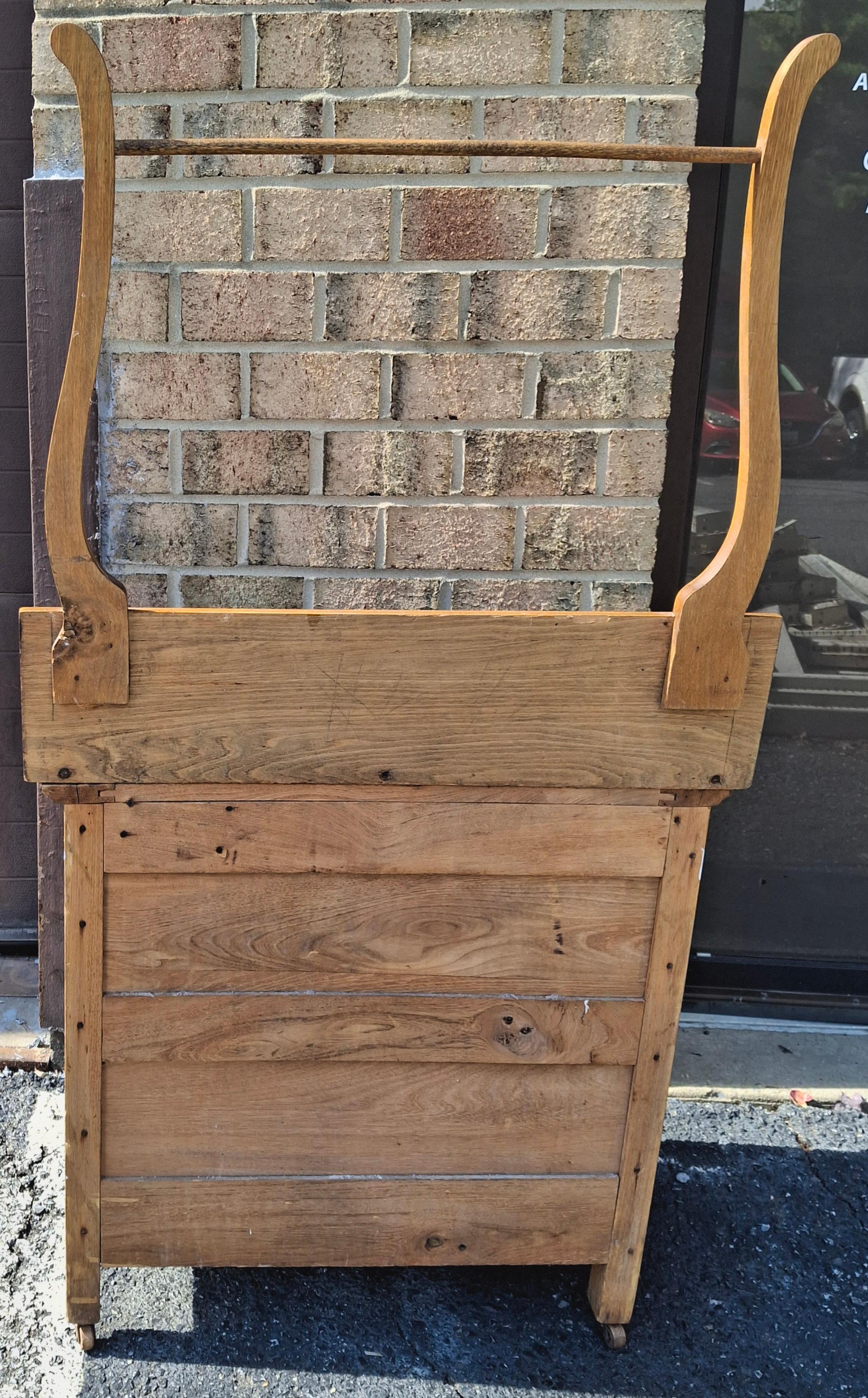 Victorian Style Oak Washstand Cabinet with Towel Rack For Sale 2