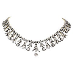 Victorian Style Old Cut Diamond Silver on Gold Necklace