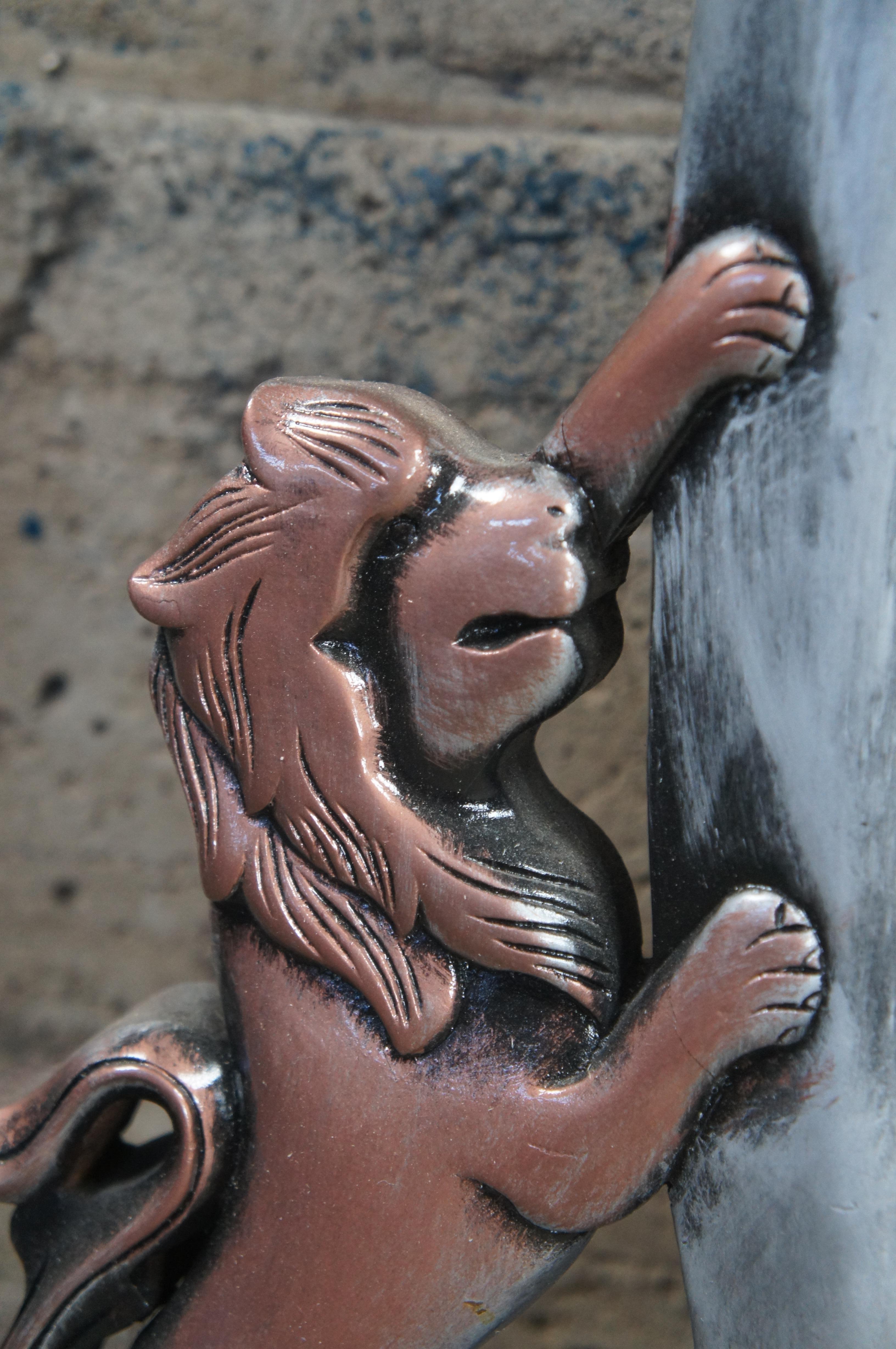 Victorian Style Painted Mahogany Figural Lion Beveled Vanity Wall Mantel Mirror For Sale 2