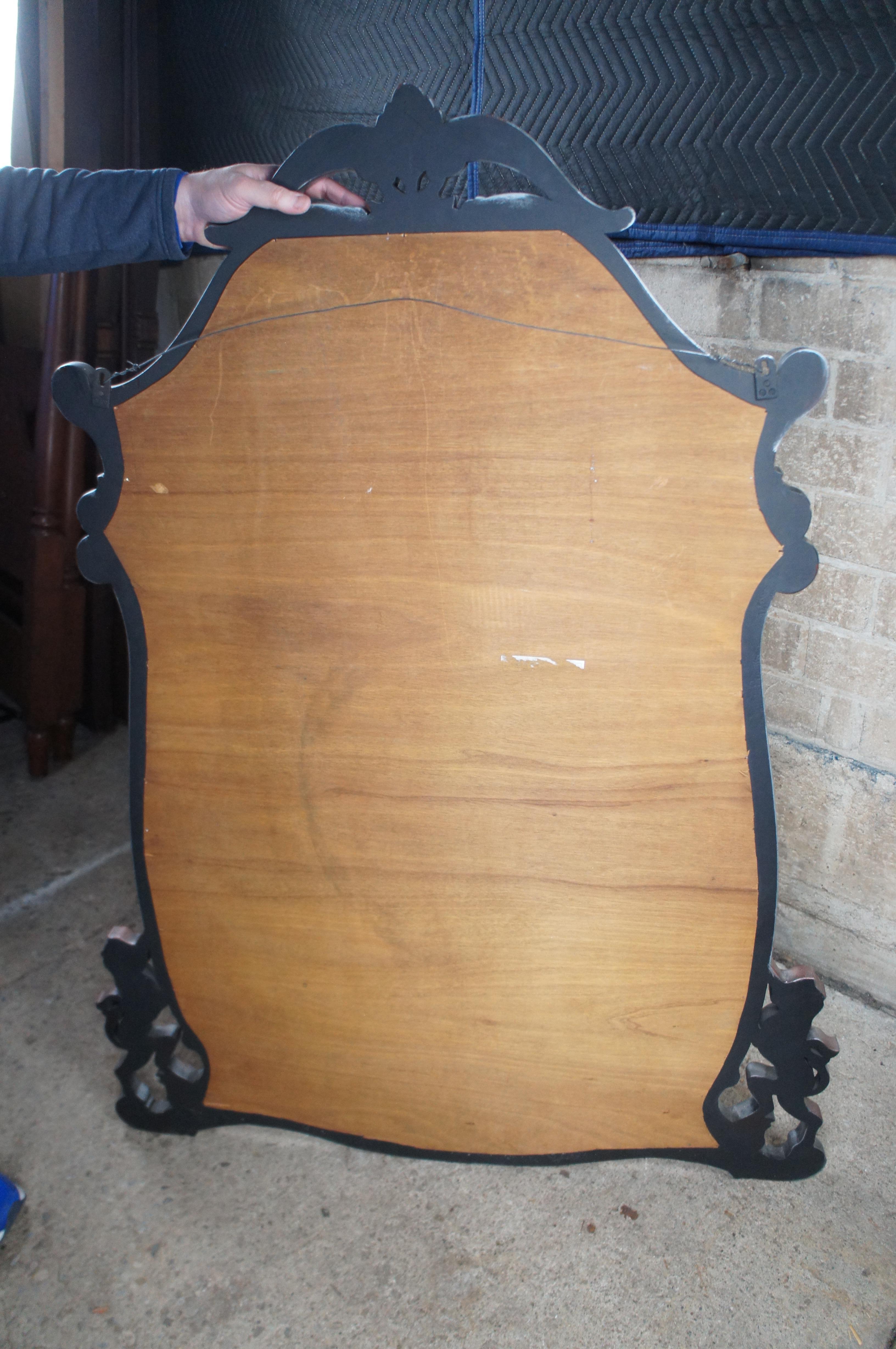 Victorian Style Painted Mahogany Figural Lion Beveled Vanity Wall Mantel Mirror For Sale 4