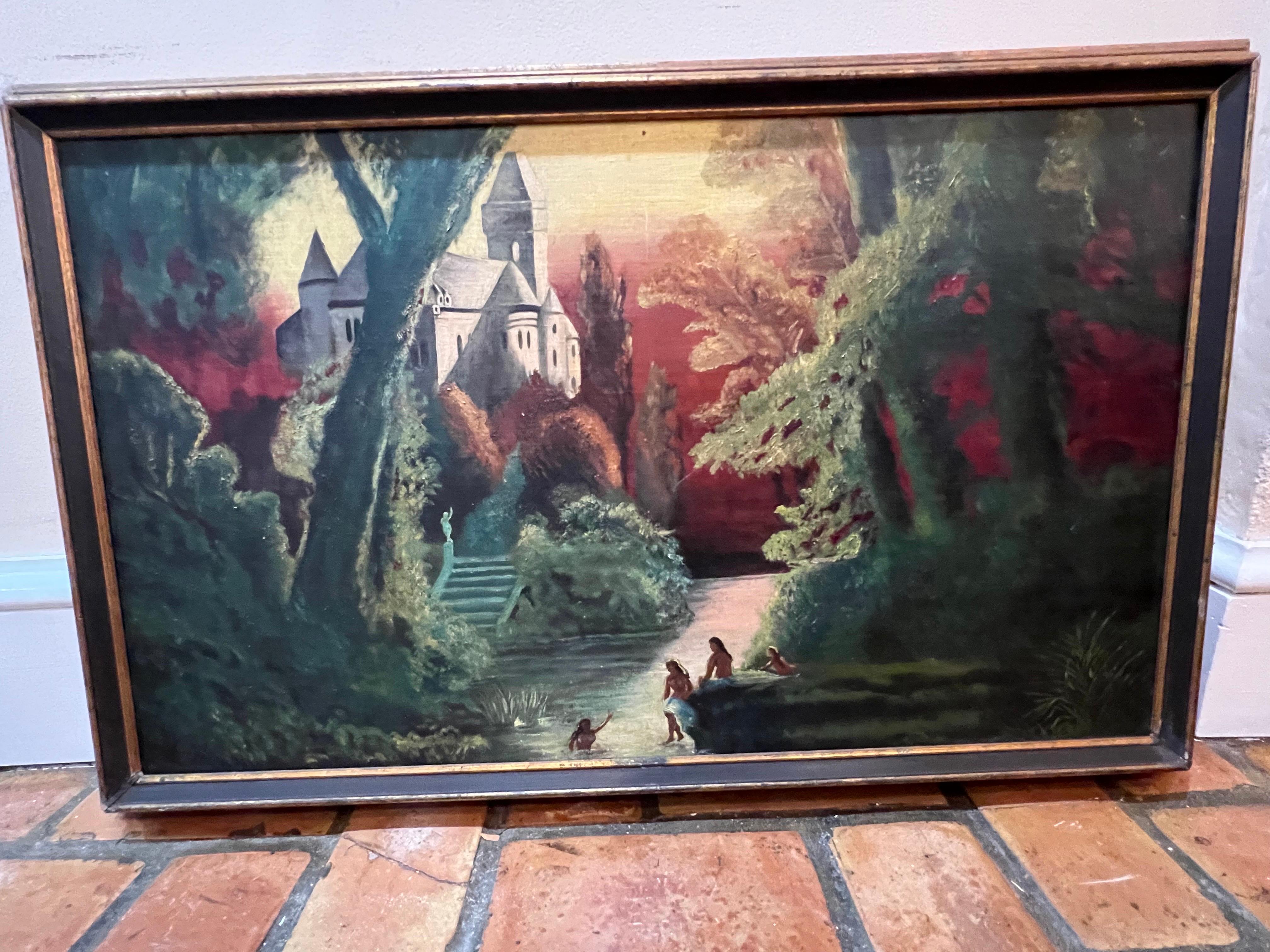 20th Century Paul Gaugin Style Painting of a Castle For Sale