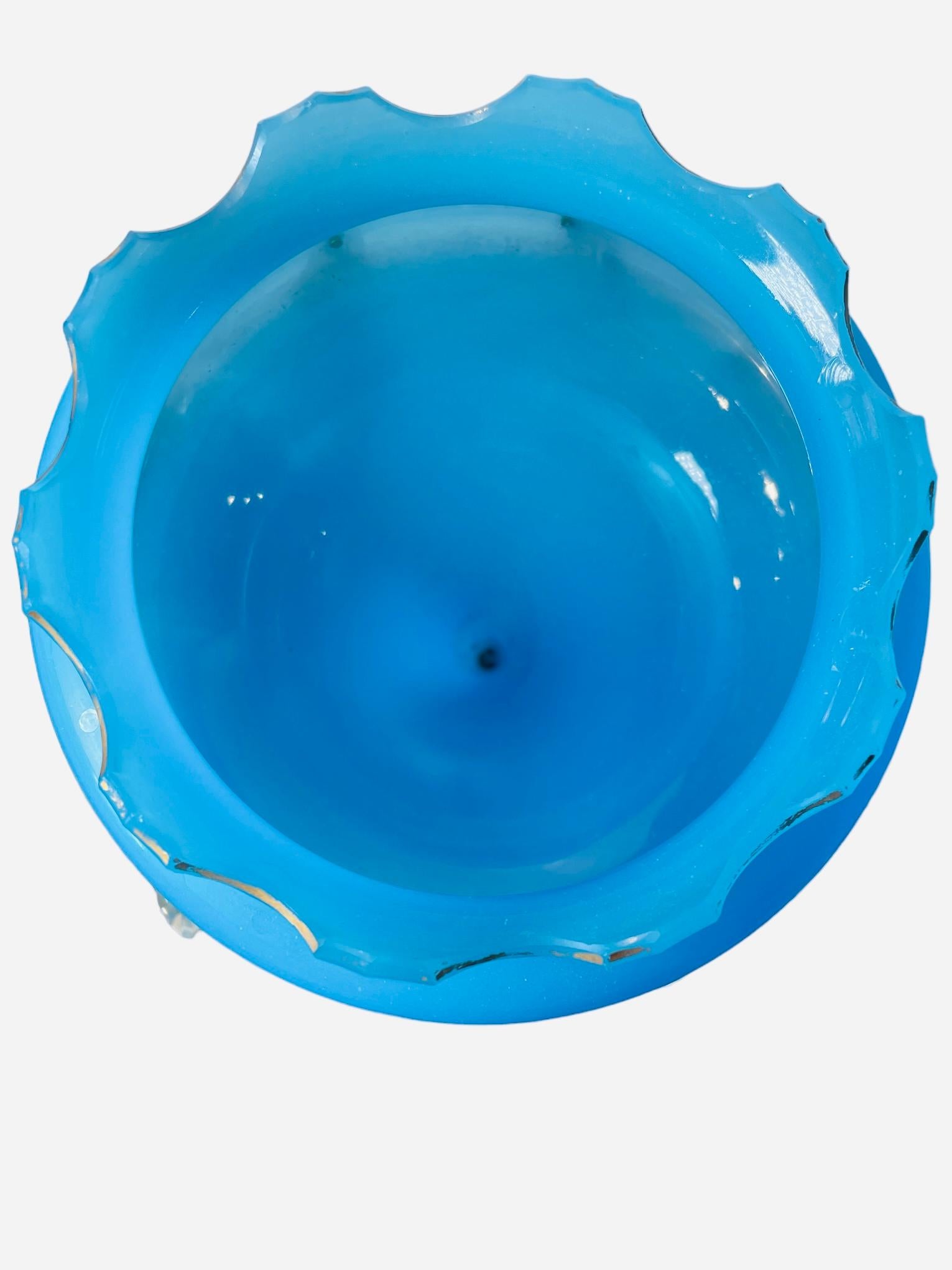 Pareja De Lustres De Vidrio Azul Para Chimenea De Estilo Victoriano en venta 2