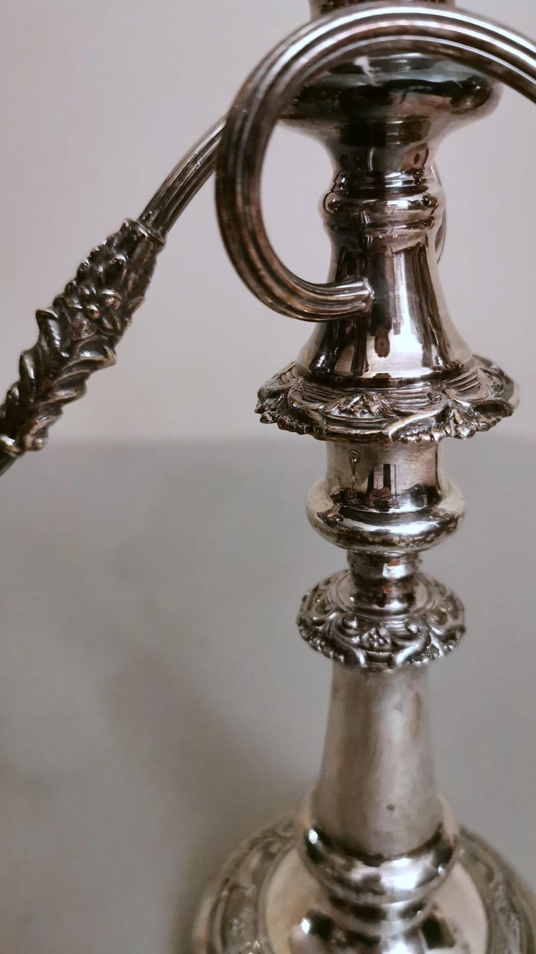 Victorian Style Pair of Silver Plated 3-Flame Convertible Candlesticks For Sale 4