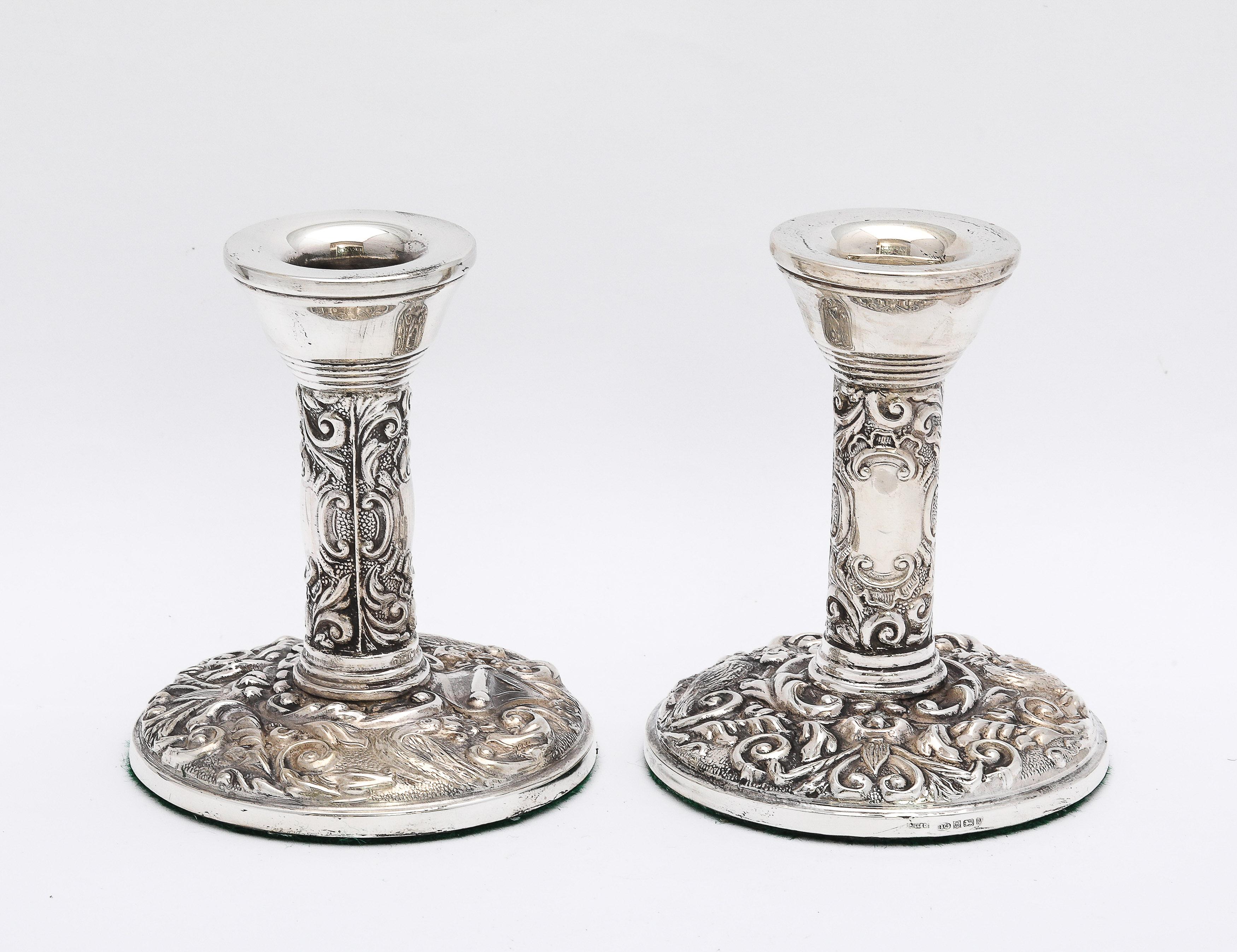 English Victorian-Style Pair of Sterling Silver Candlesticks
