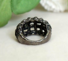Victorian Style Pave Diamond Ring 925 Silver Dome Ring