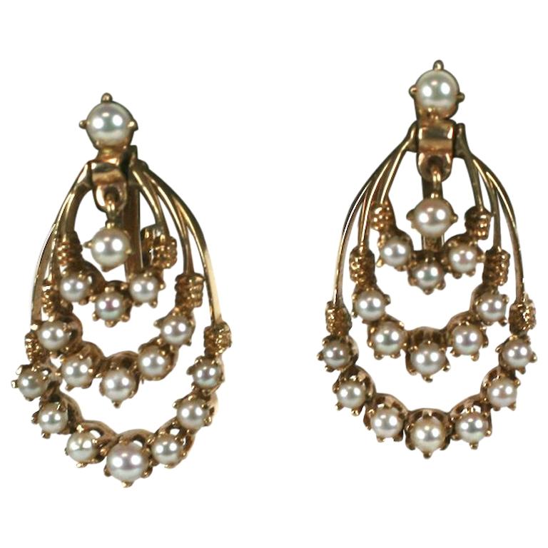 Boucles d'oreilles cerceau perles de style victorien en vente