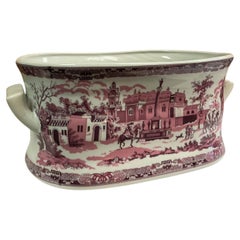Viktorianischer Stil Rosa Transferware Fußbath / Übertopf / Übertopf / Pflanzgefäß / Eiskübel