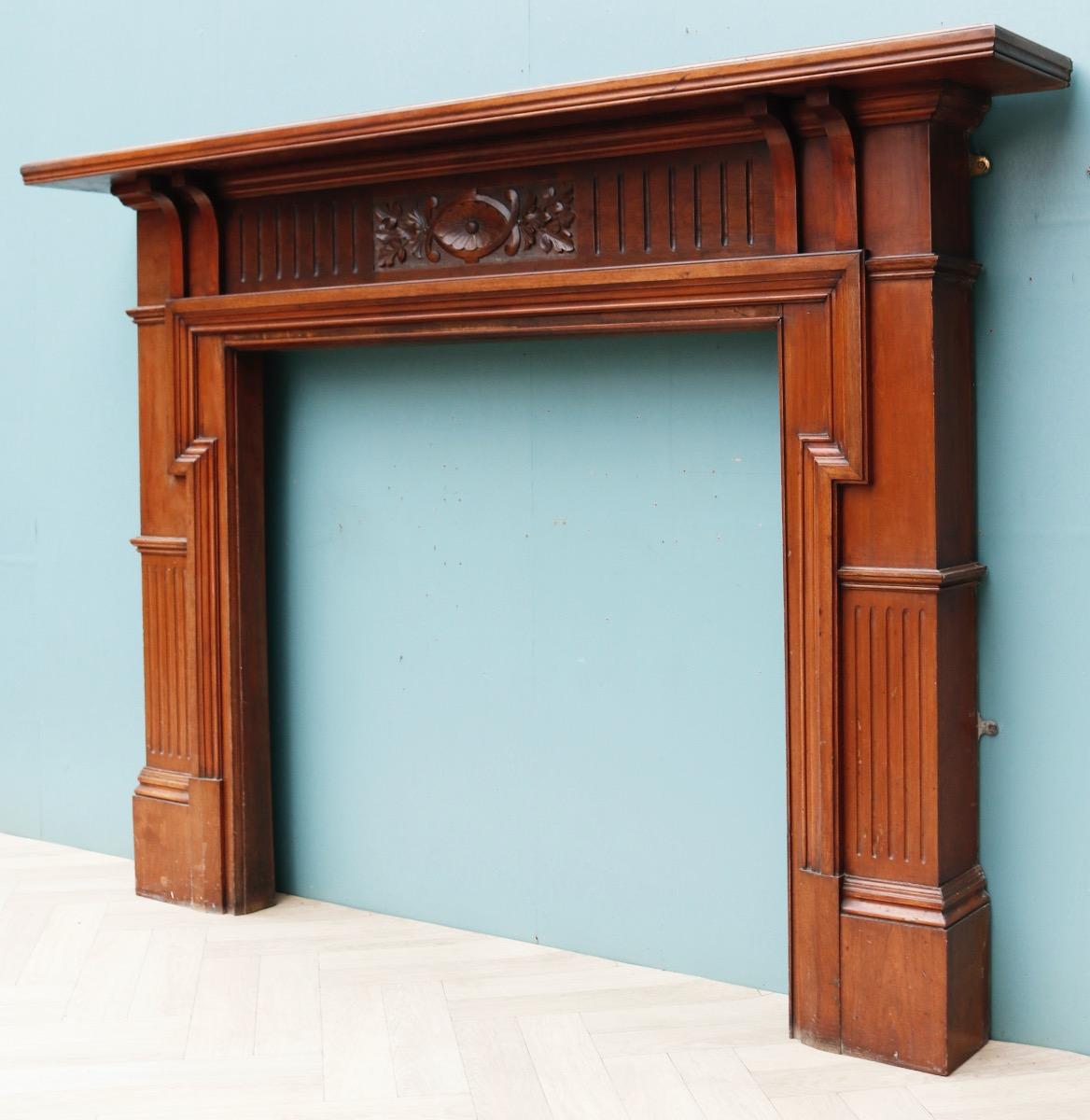 Victorian Style Reclaimed Walnut Mantel In Fair Condition For Sale In Wormelow, Herefordshire