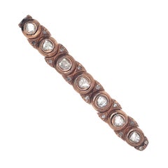 Victorian Style Rose Cut Diamond Bezel Set Bracelet Silver