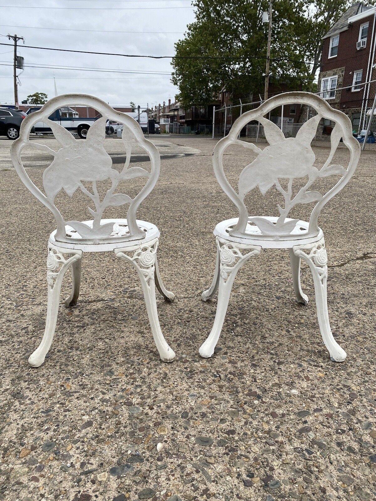 Victorian Style Rose Pattern Cast Aluminum Garden Patio Outdoor Bistro Chairs For Sale 5