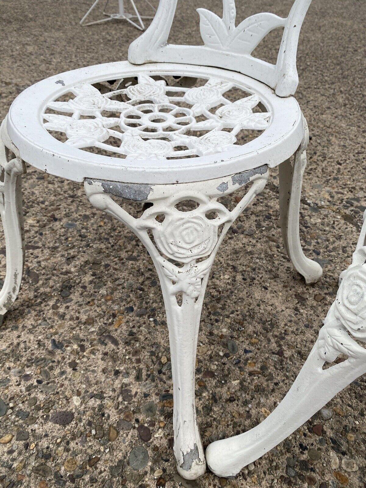 Victorian Style Rose Pattern Cast Aluminum Garden Patio Outdoor Bistro Chairs For Sale 1