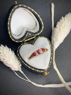 Victorian Style Ruby & Diamond Hand Carved Ring