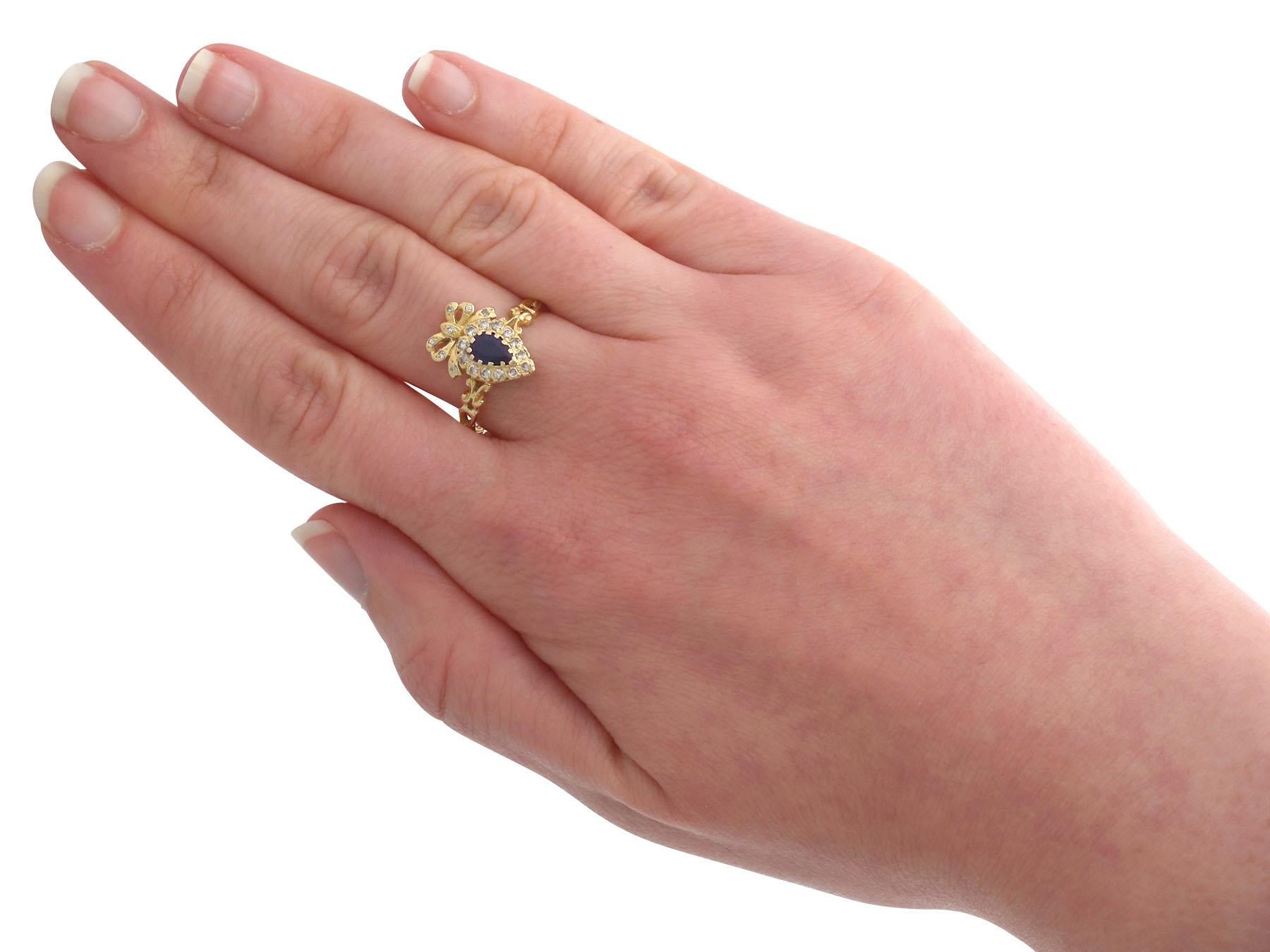 Women's Victorian Style Sapphire and Diamond Yellow Gold Cocktail Ring For Sale