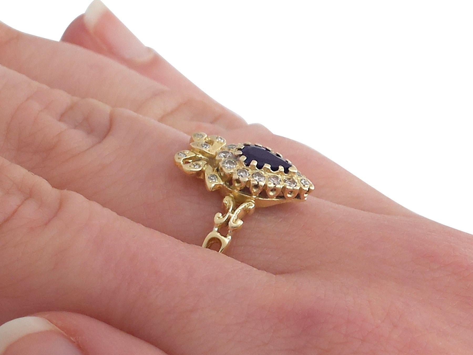 Victorian Style Sapphire and Diamond Yellow Gold Cocktail Ring For Sale 1