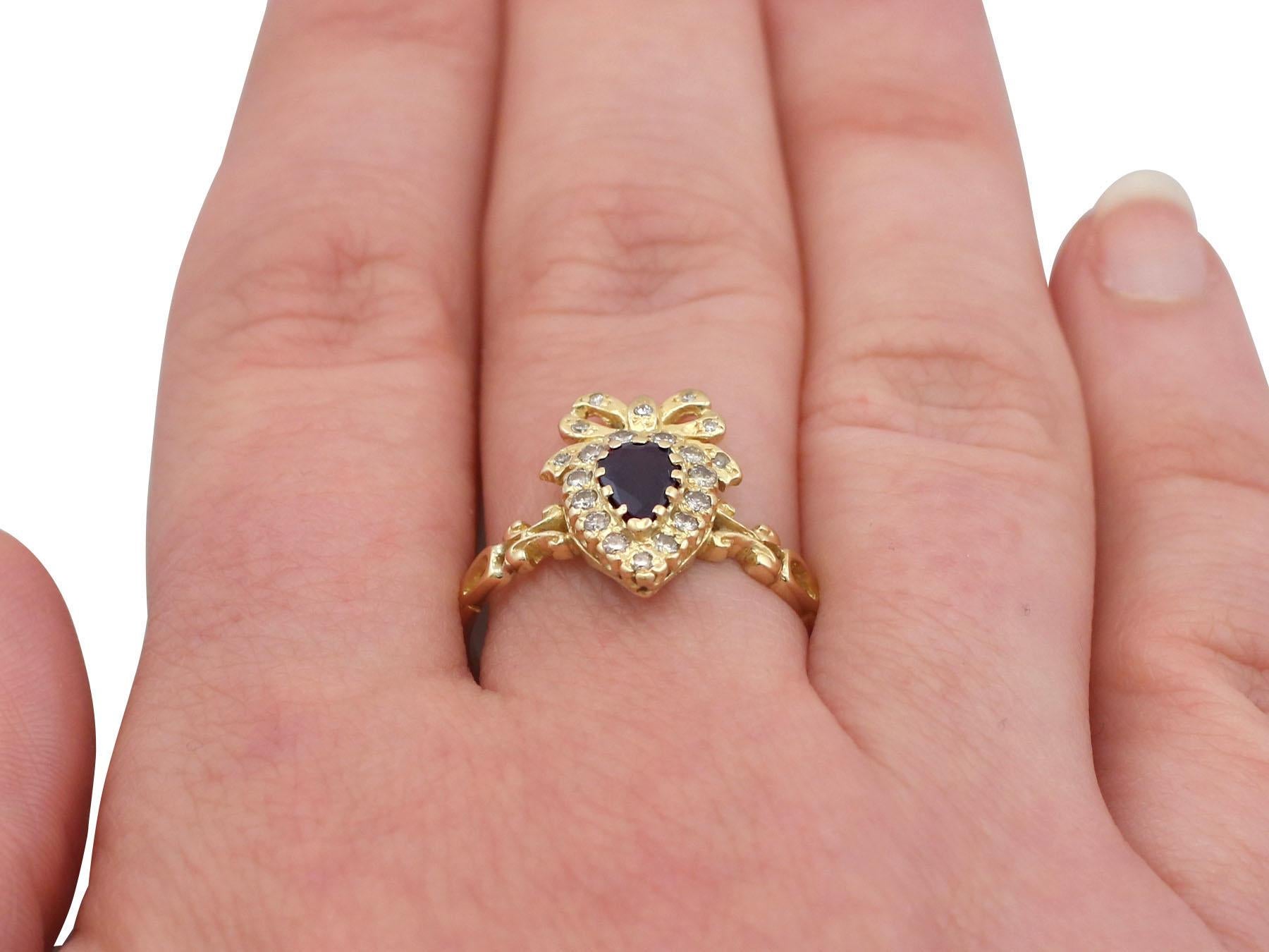 Victorian Style Sapphire and Diamond Yellow Gold Cocktail Ring For Sale 2