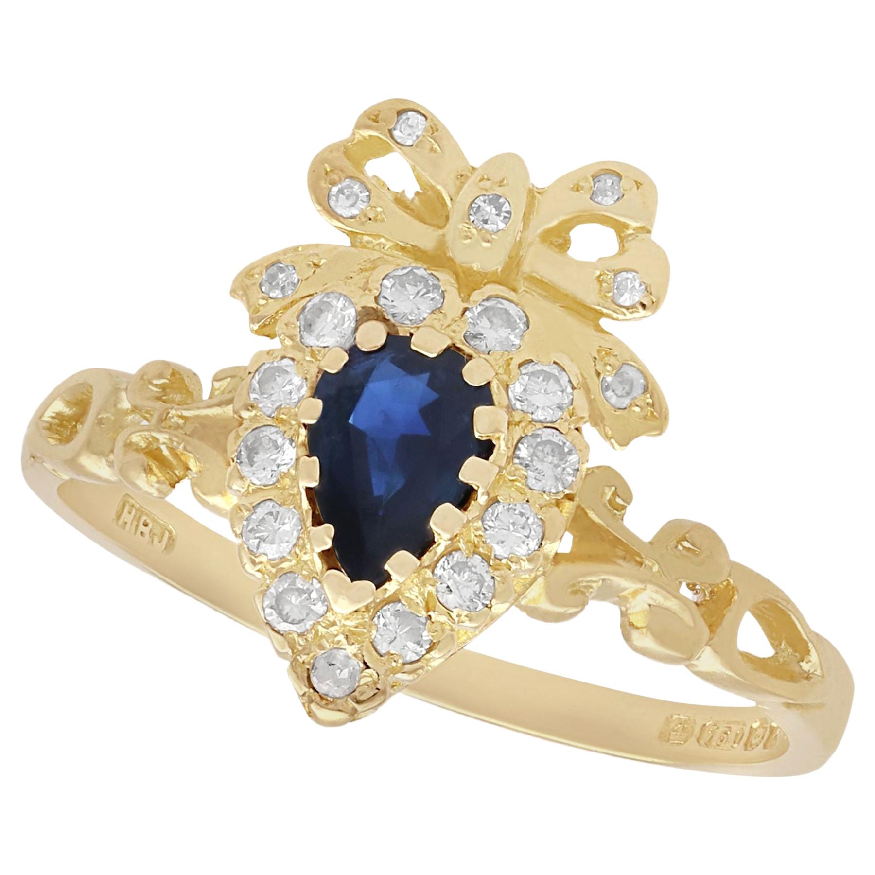 Victorian Style Sapphire and Diamond Yellow Gold Cocktail Ring For Sale