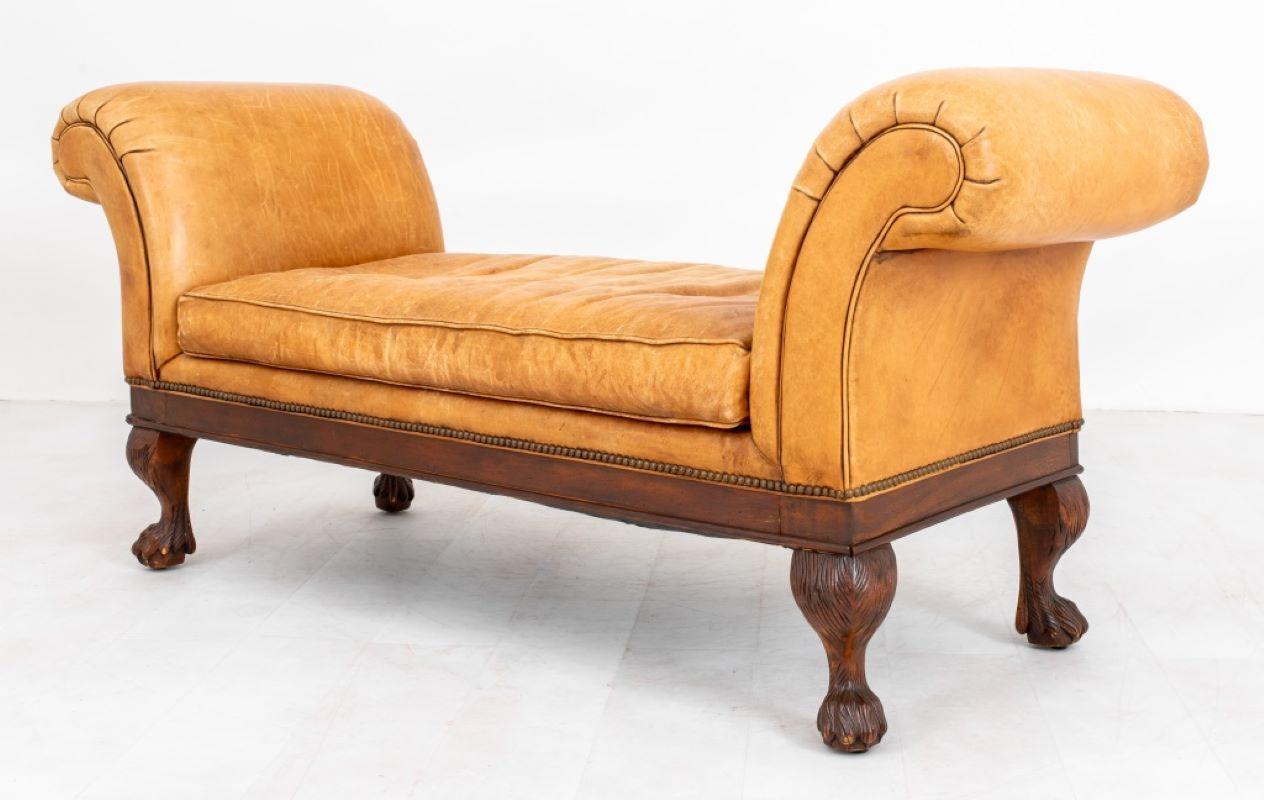 Unknown Victorian Style Scroll Arm Upholstered Settle