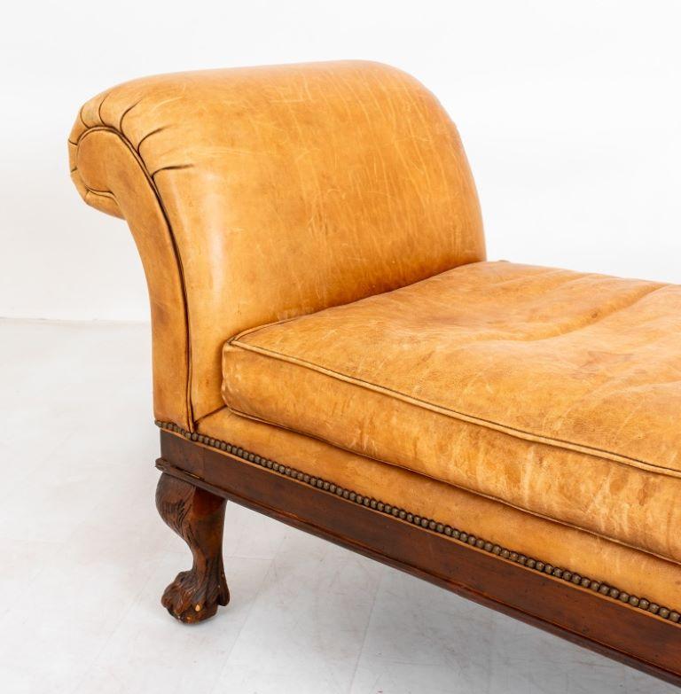 20th Century Victorian Style Scroll Arm Upholstered Settle