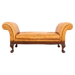 Victorian Style Scroll Arm Upholstered Settle