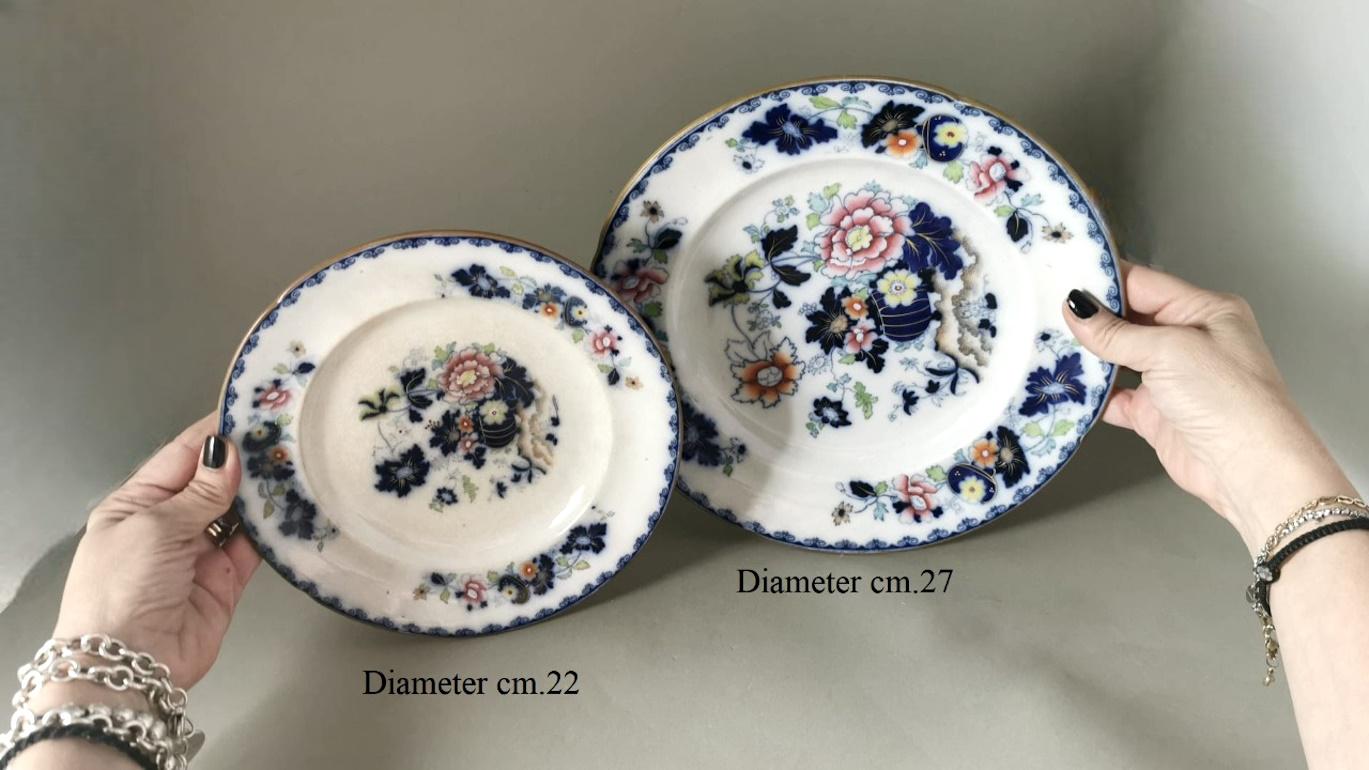 Estilo Victoriano Set 4 Platos Ingleses Transferware Decoraciones Marca Armas Reales en venta 10
