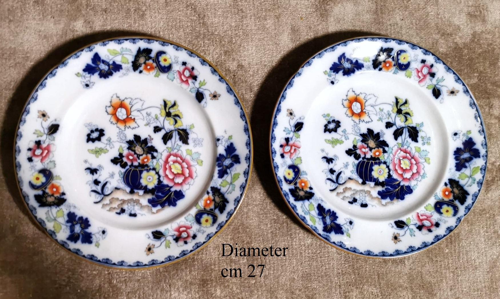 Estilo Victoriano Set 4 Platos Ingleses Transferware Decoraciones Marca Armas Reales Pintado a mano en venta