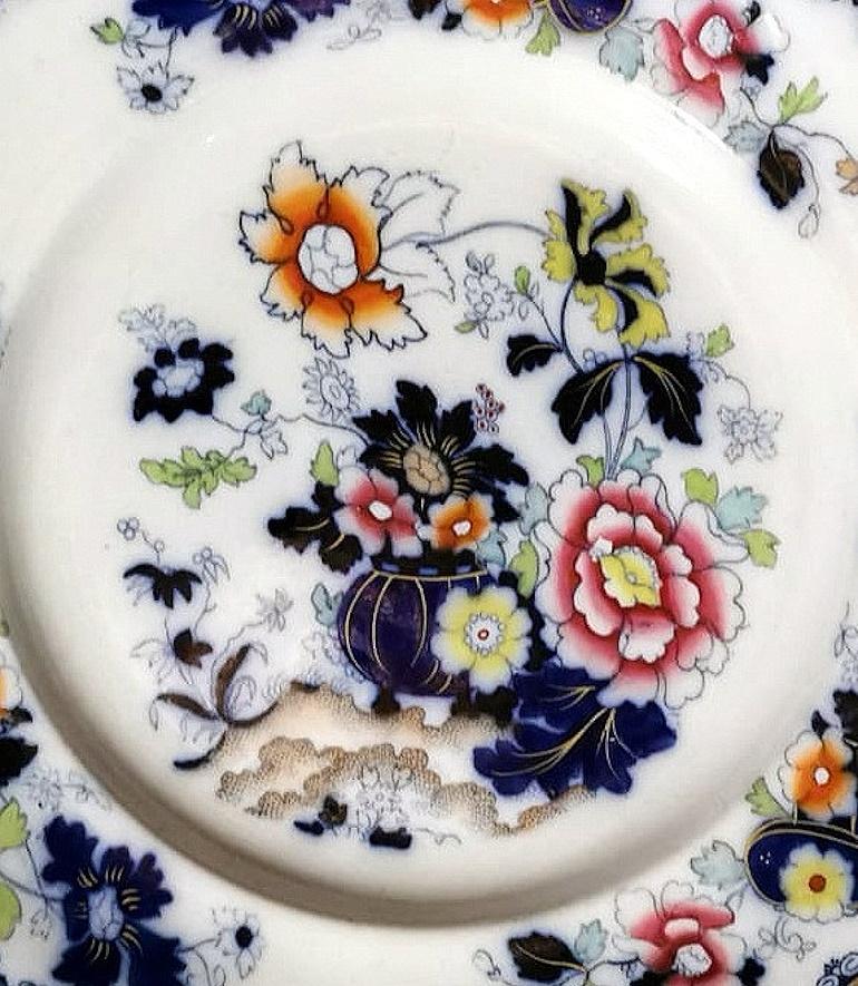 Estilo Victoriano Set 4 Platos Ingleses Transferware Decoraciones Marca Armas Reales en venta 1
