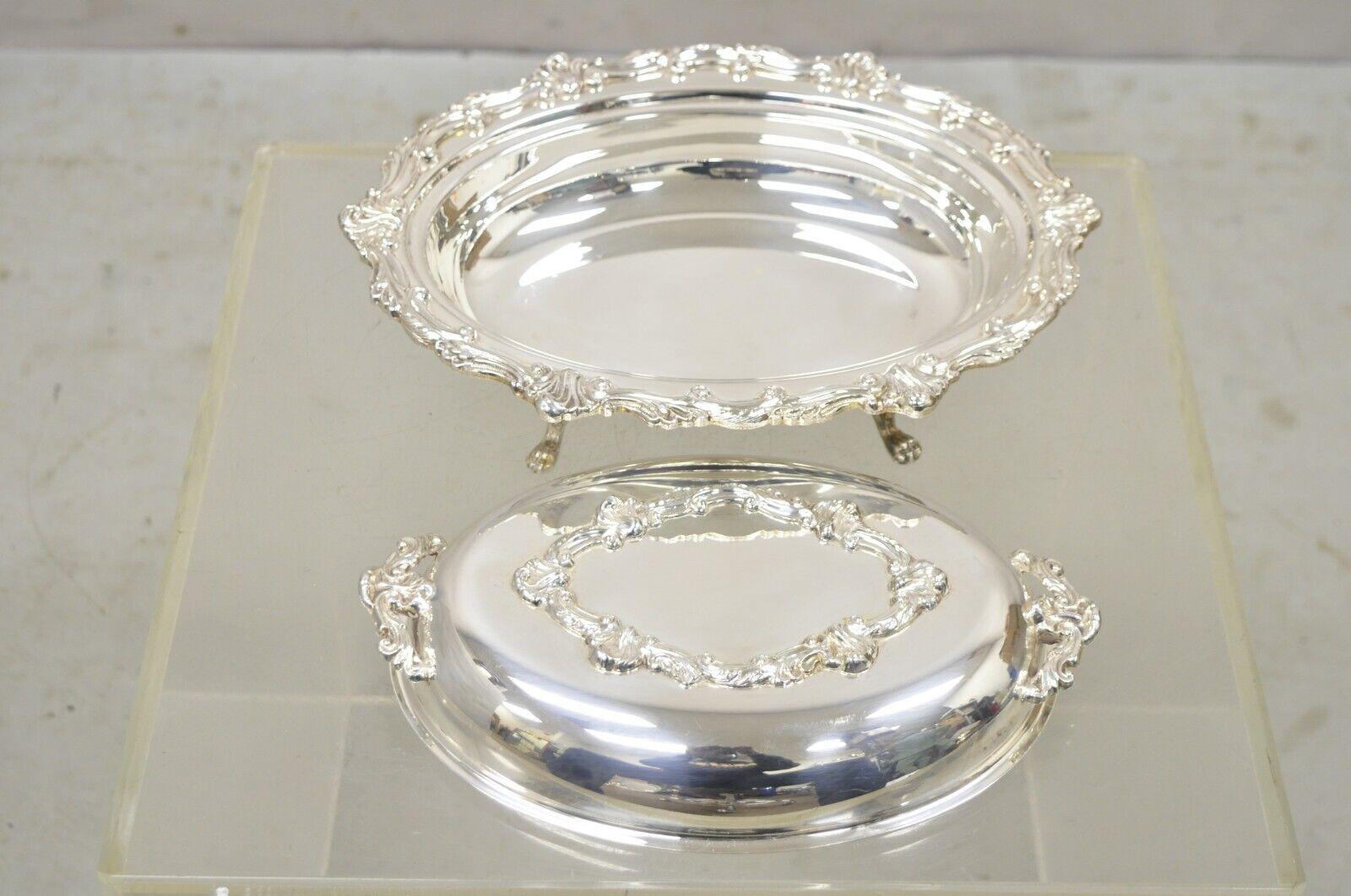 Victorian Style Silver Plated Ornate Lidded Twin Handle Vegetable Serving Dish For Sale 8