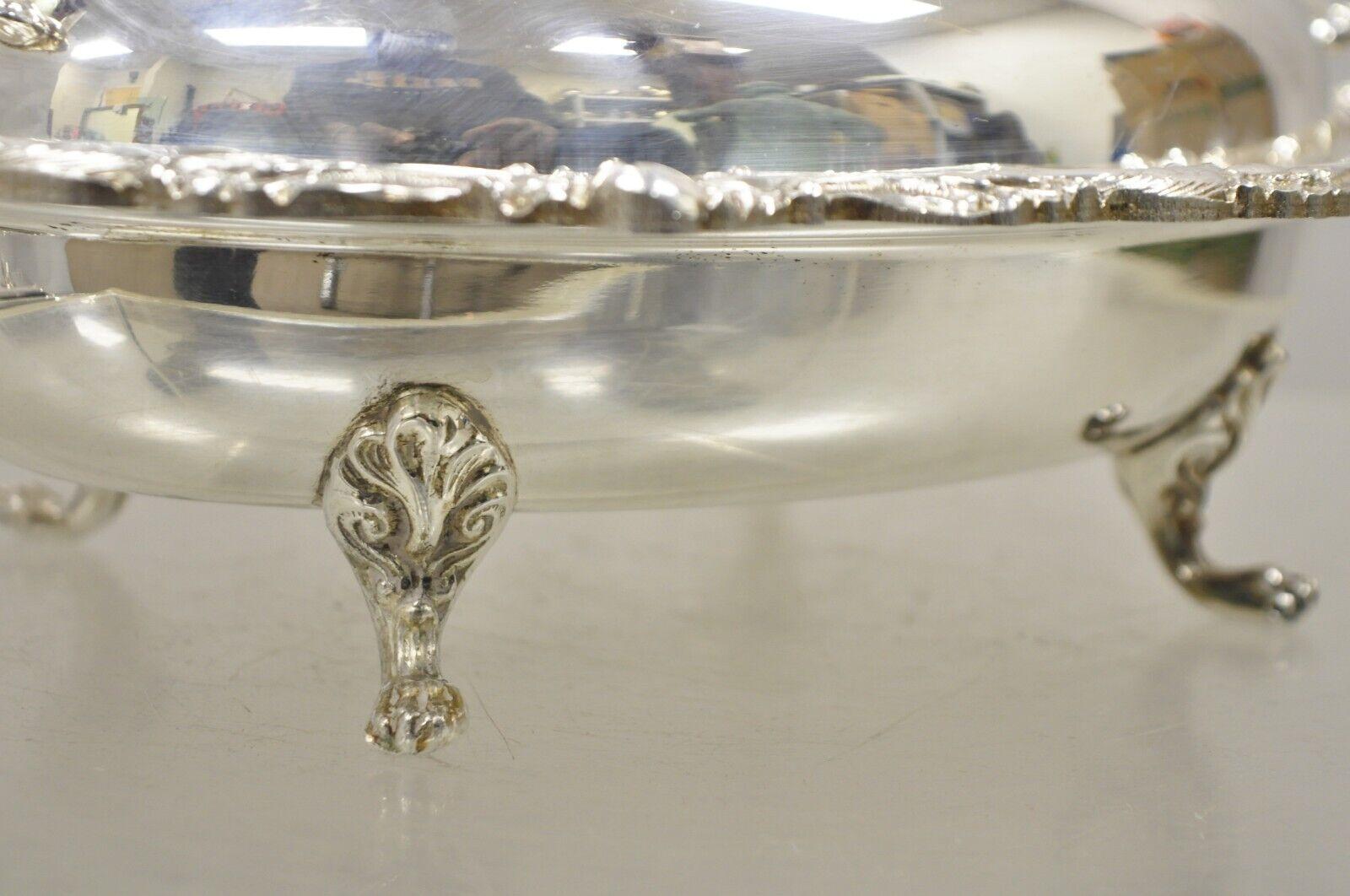 Victorian Style Silver Plated Ornate Lidded Twin Handle Vegetable Serving Dish For Sale 5