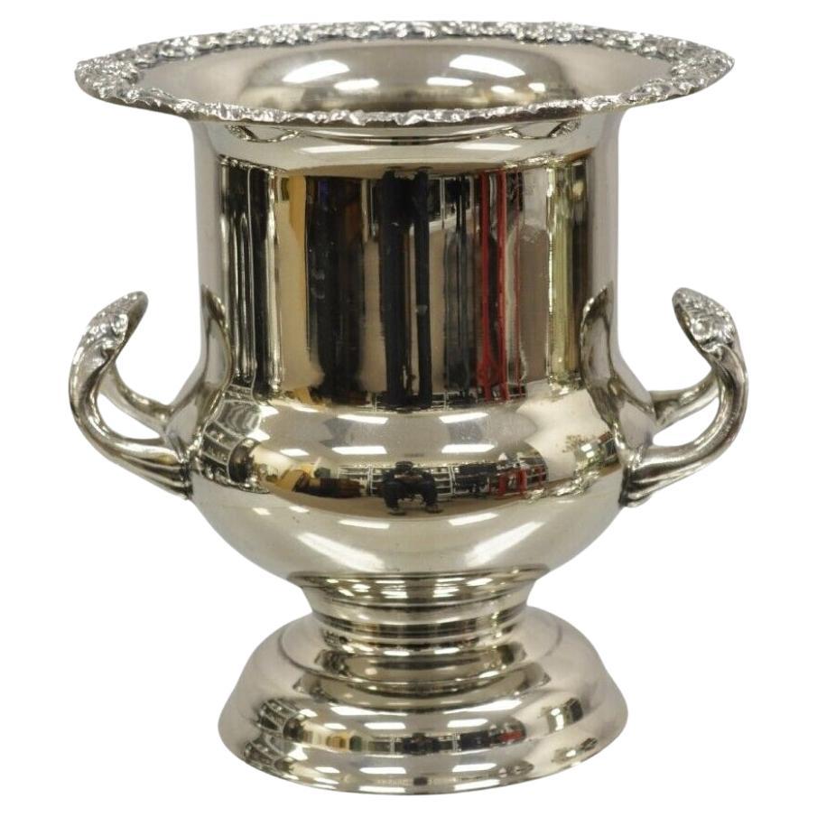 Victorian Style Silver Plated Potbelly Trophy Cup Champagne Chiller Ice Bucket