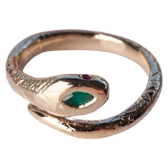 Viktorianischer Stil Schlange Ring 14k Gold  Smaragd-Rubin
