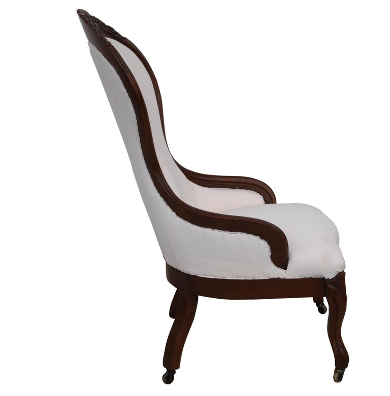 North American Victorian Style Spoon Back Parlor Lounge Chair For Sale