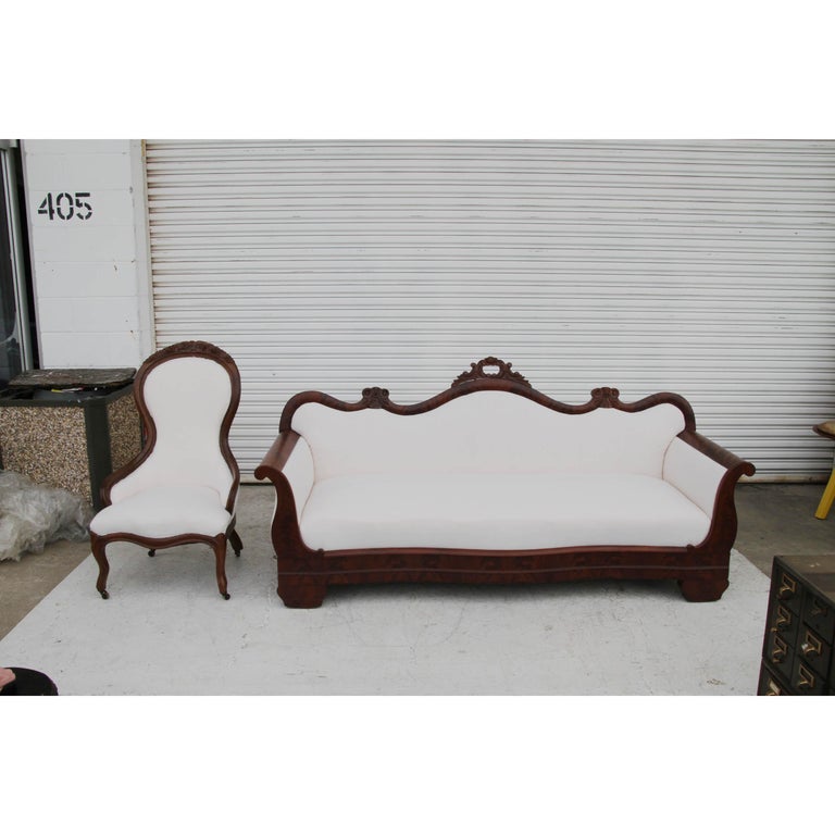 Mahogany Victorian Style Spoon Back Parlor Lounge Chair For Sale