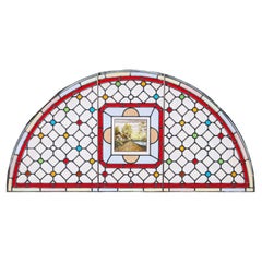 Victorian Style Stained Glass Overdoor Window Victorian Style Stained Glass Overdoor Window