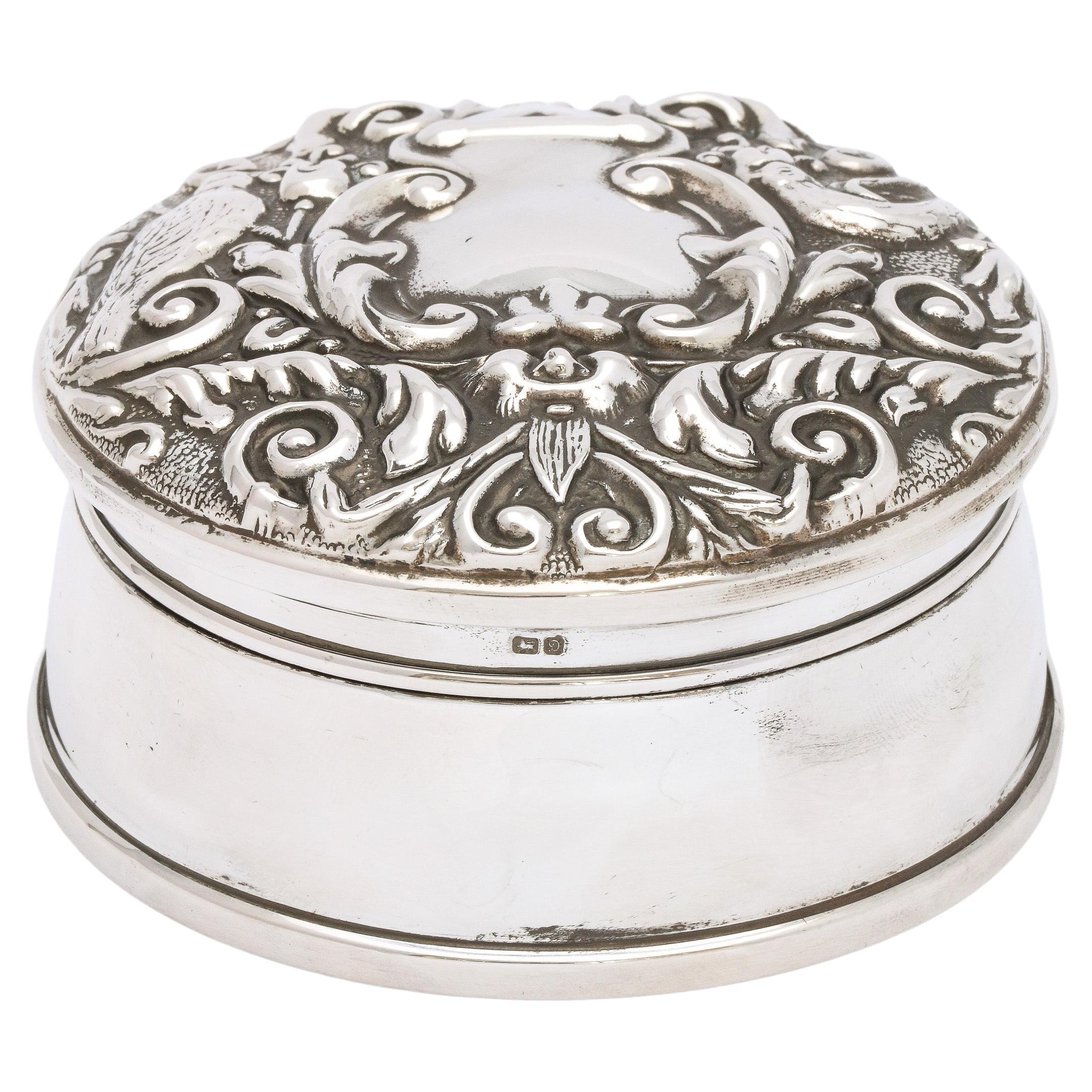 small glass trinket box octagonal glass trinket box with sterling silver lid Antique silver topped trinket or pill box