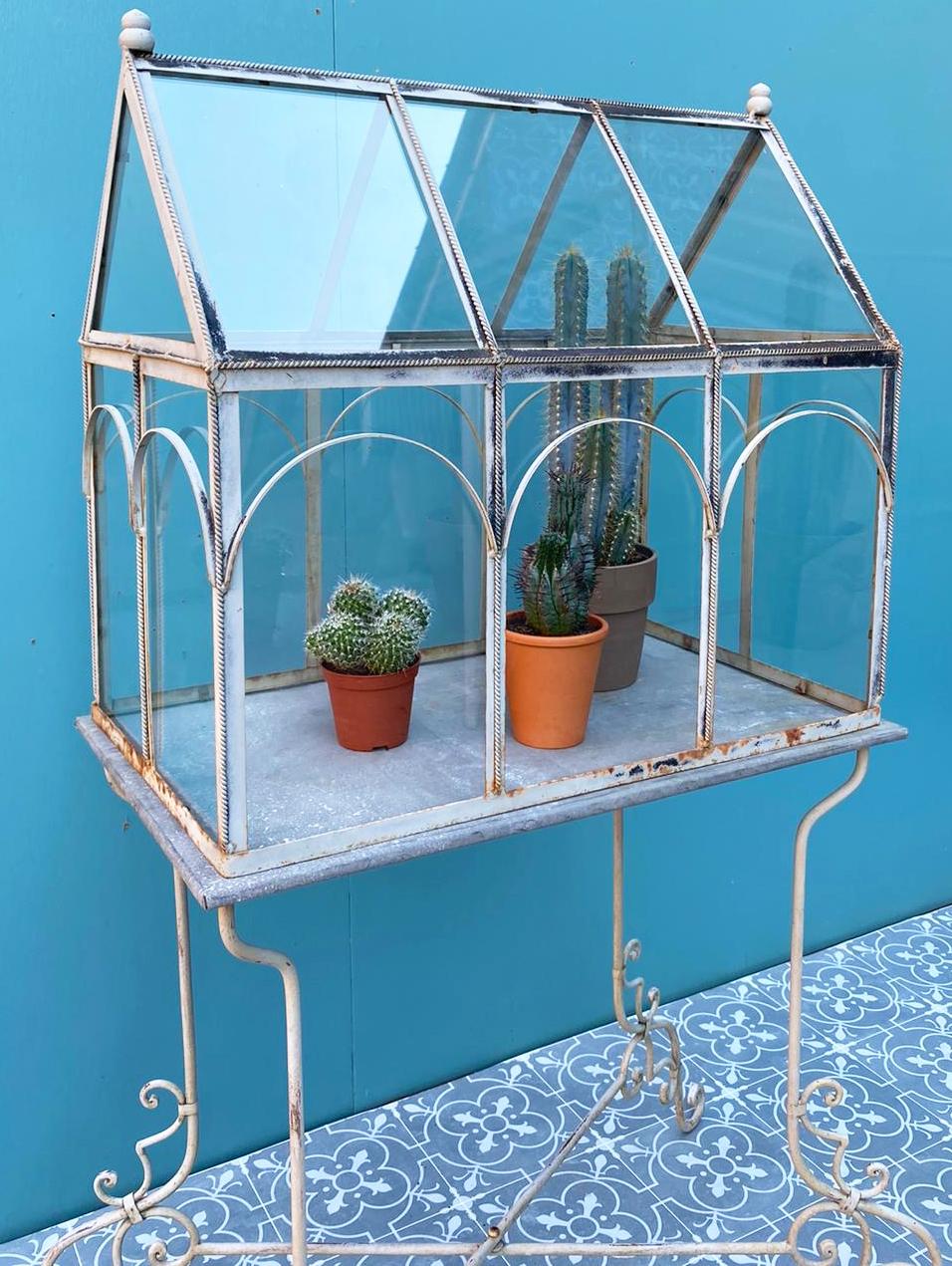 Glass Victorian Style Terrarium with Wrought Iron Stand