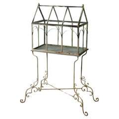 Used Victorian Style Terrarium with Wrought Iron Stand