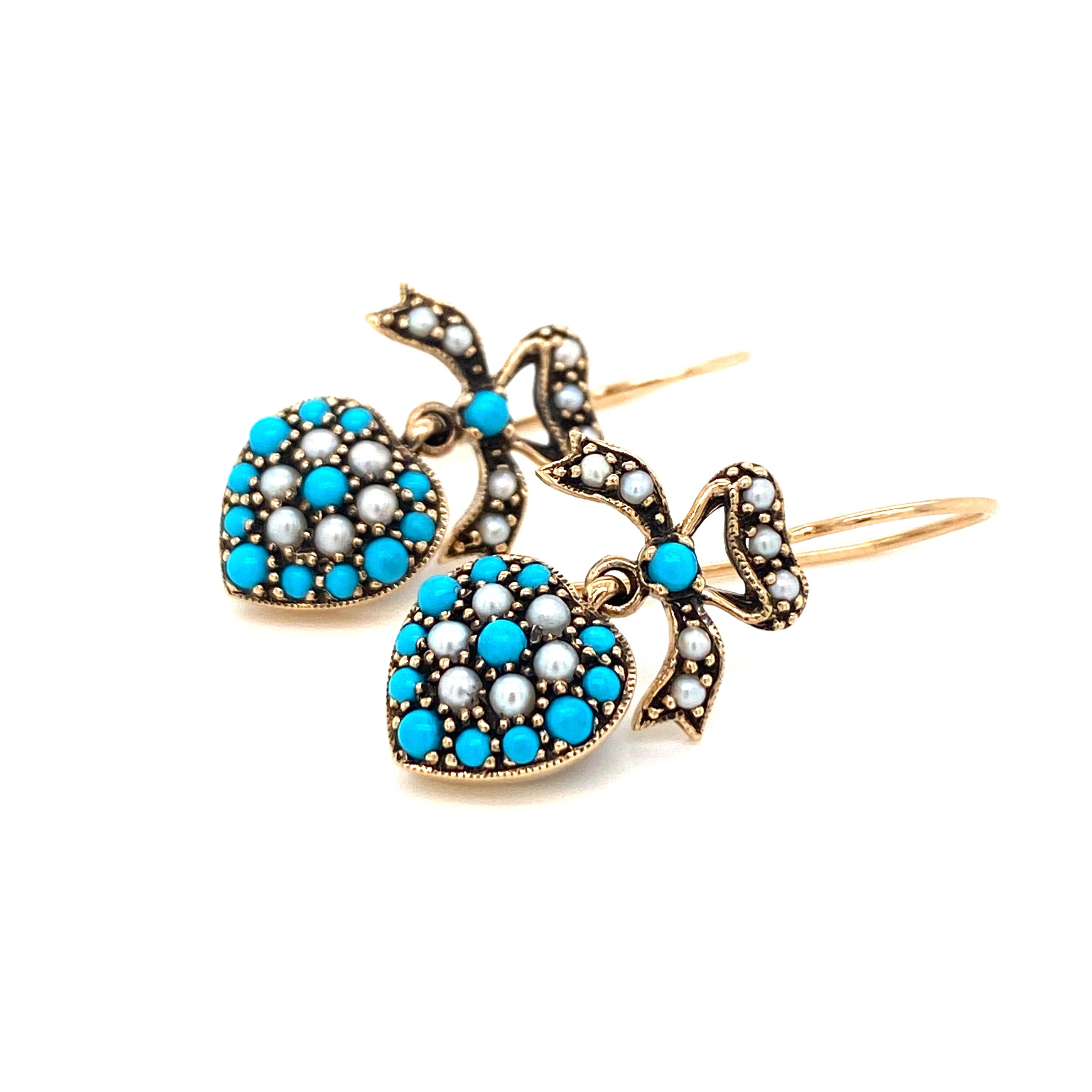 turquoise and pearl earrings