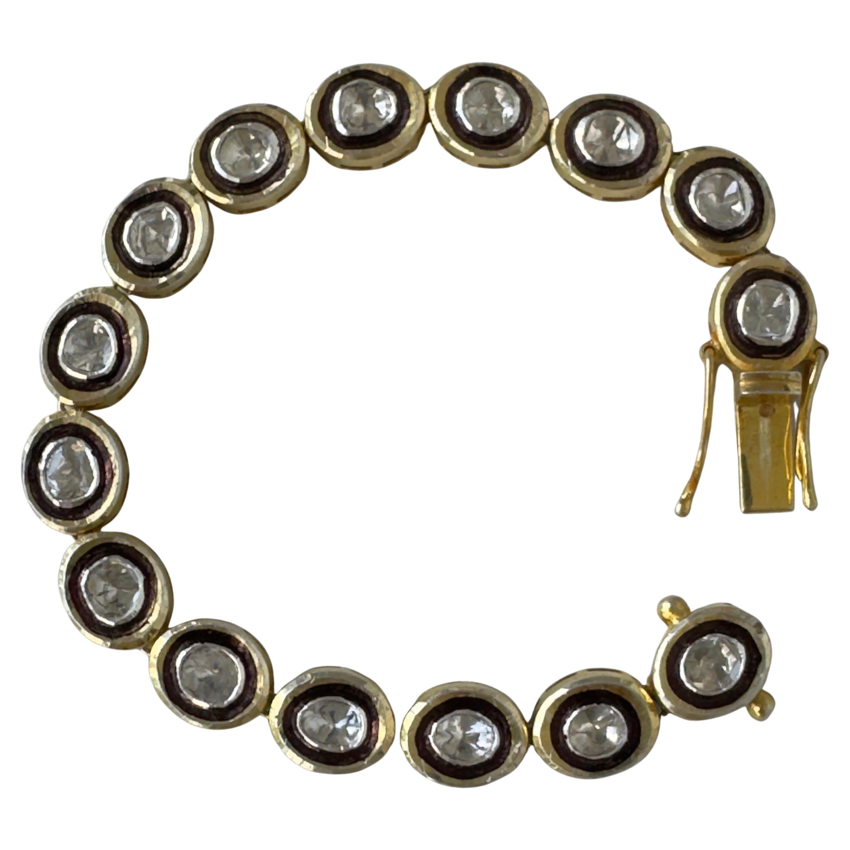 Pulsera de diamantes en bruto estilo victoriano Sin cortar en venta