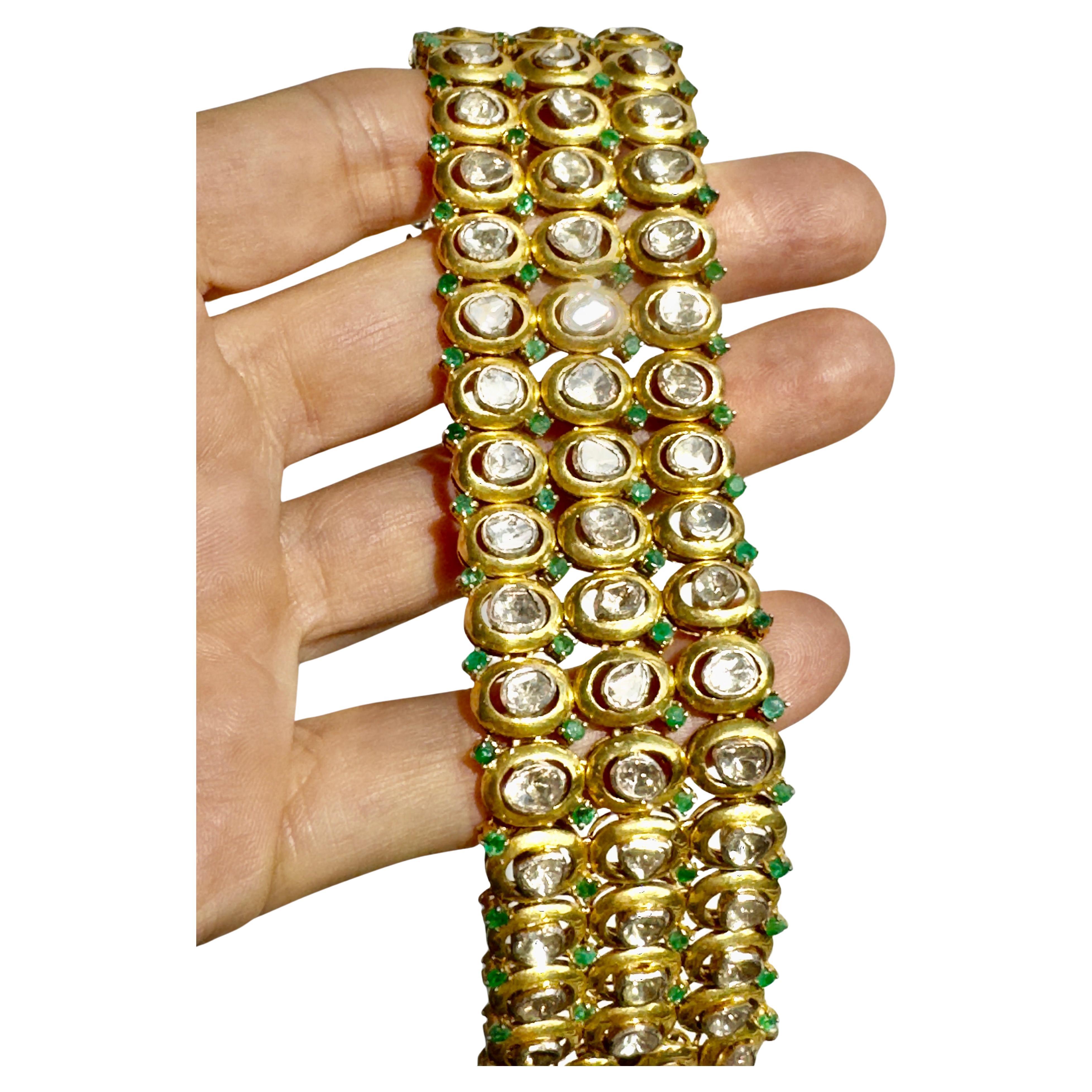 Pulsera esmeralda de diamantes en bruto estilo victoriano en Nuevo estado para la venta en Lake Worth, FL