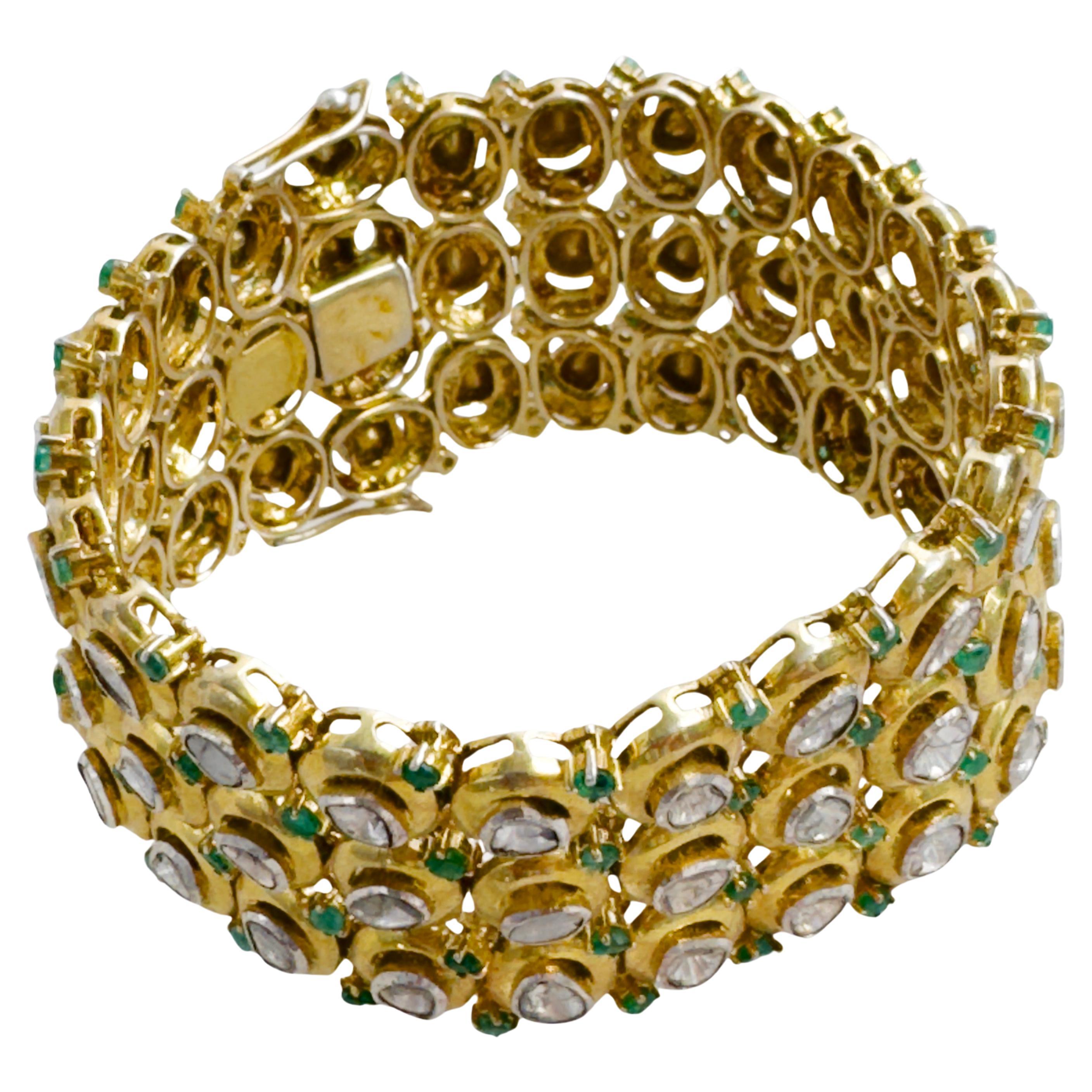 Pulsera esmeralda de diamantes en bruto estilo victoriano en venta