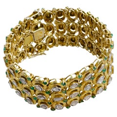 Viktorianischer Stil Ungeschliffener Diamant Smaragd-Armband