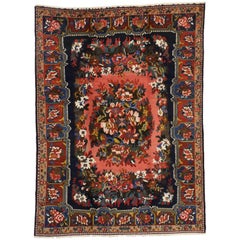 Persischer Bibibaff Bakhtiari Gol Farang Vintage-Teppich mit Perlenbordüre, Bibibaff