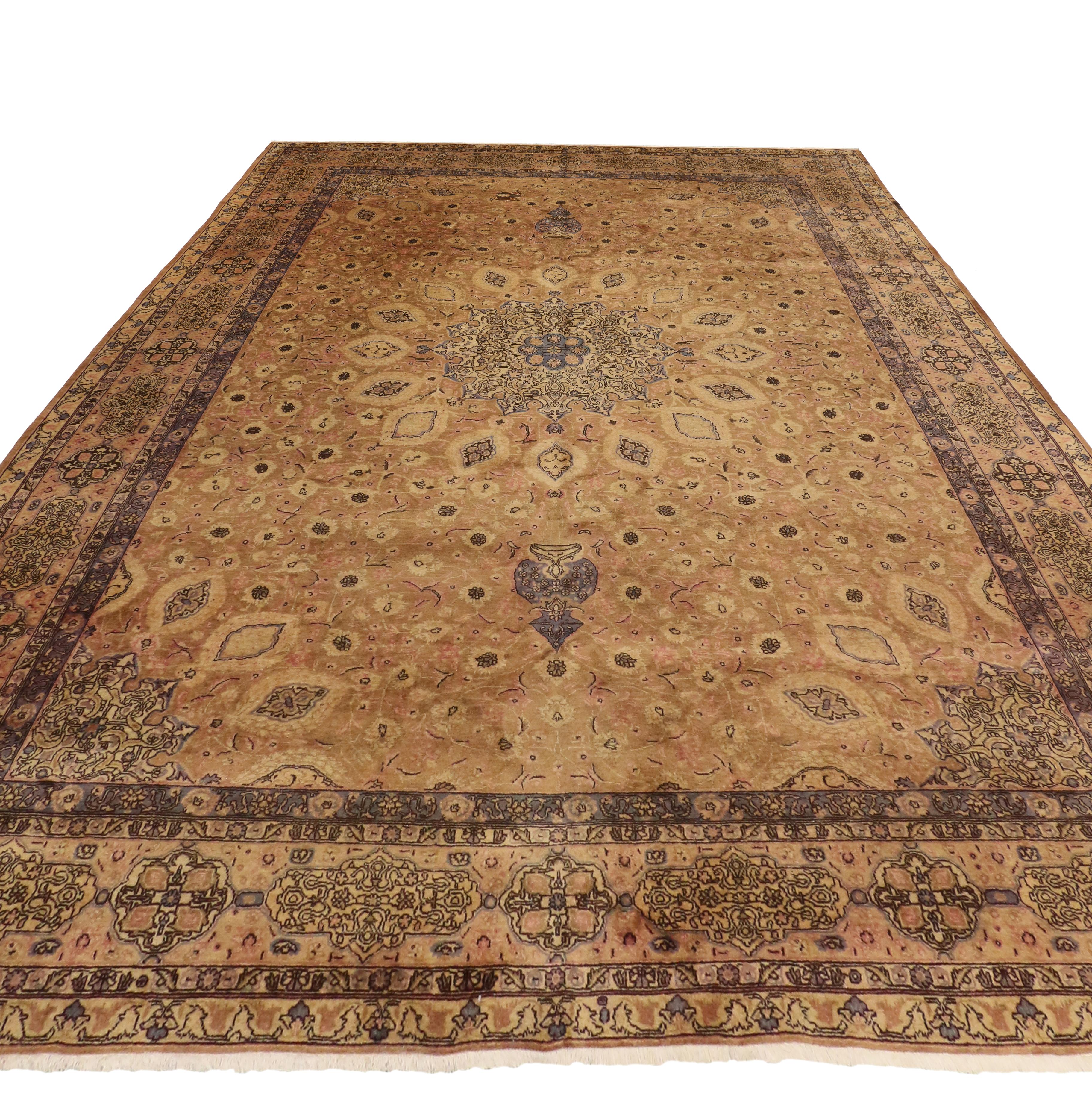 Tappeto persiano Tabriz vintage in stile vittoriano con medaglione a stella rotondo In condizioni buone in vendita a Dallas, TX