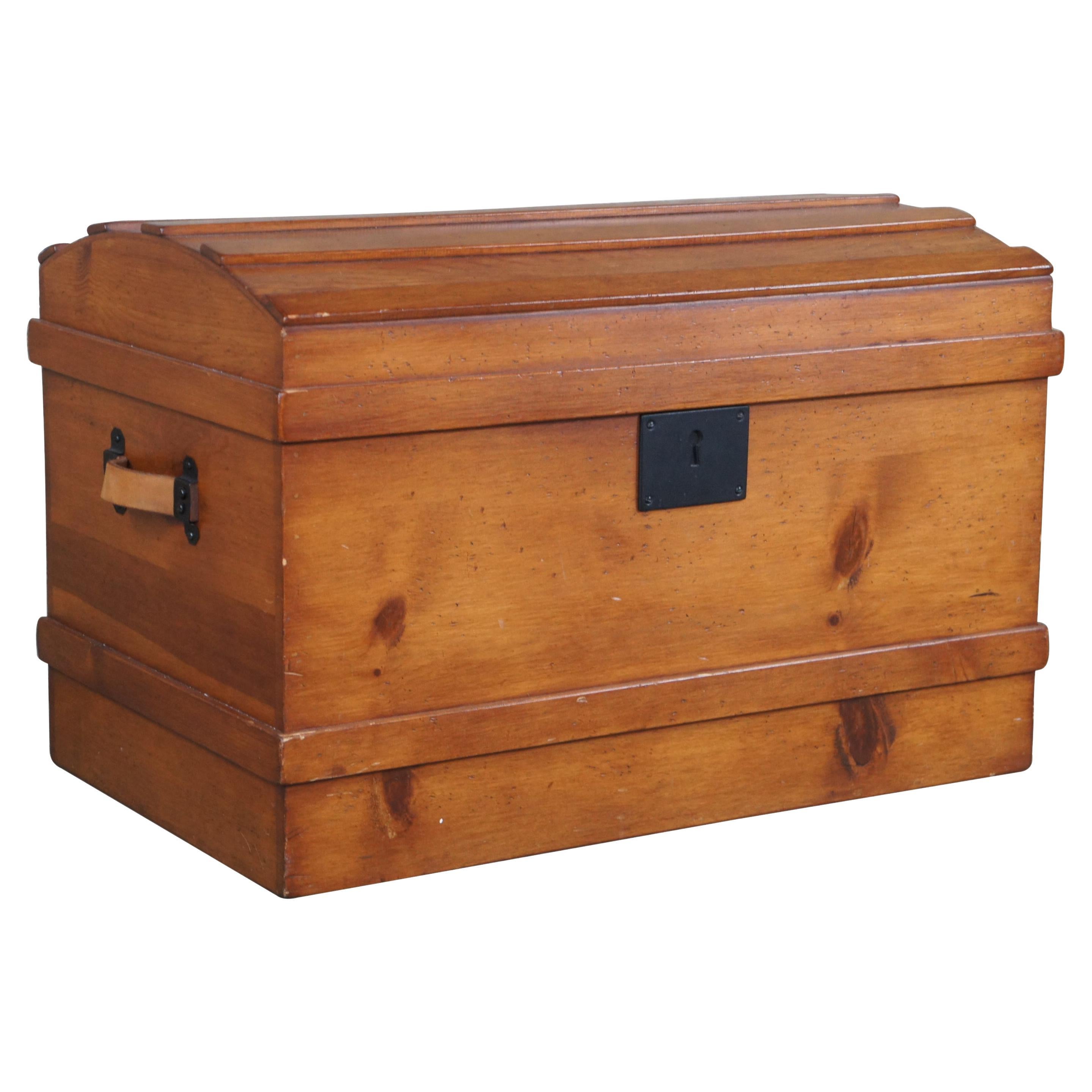 Victorian Style Vintage Pine Dome Top Steamer Trunk Treasure Hope Blanket Chest For Sale