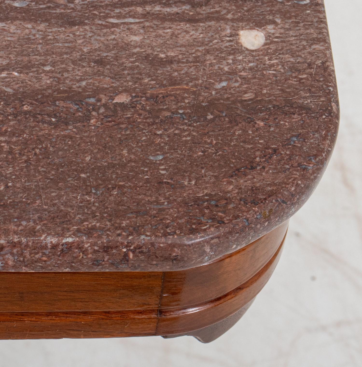 Victorian Style Walnut Marble Top Table For Sale 2