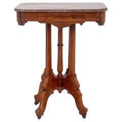 Victorian Style Walnut Marble Top Table