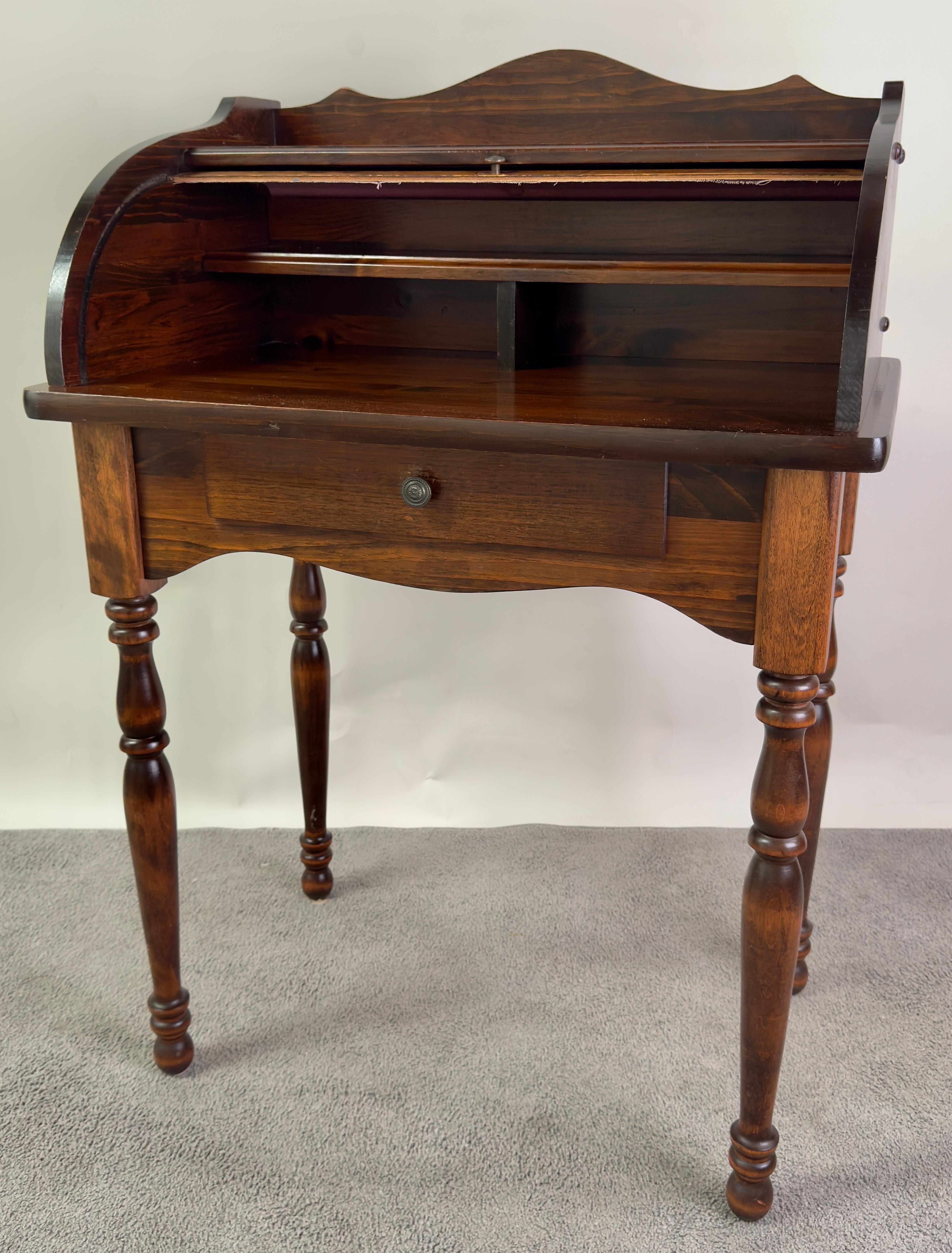 Victorian Style Walnut Roll-Top Desk with Tambour Front 6
