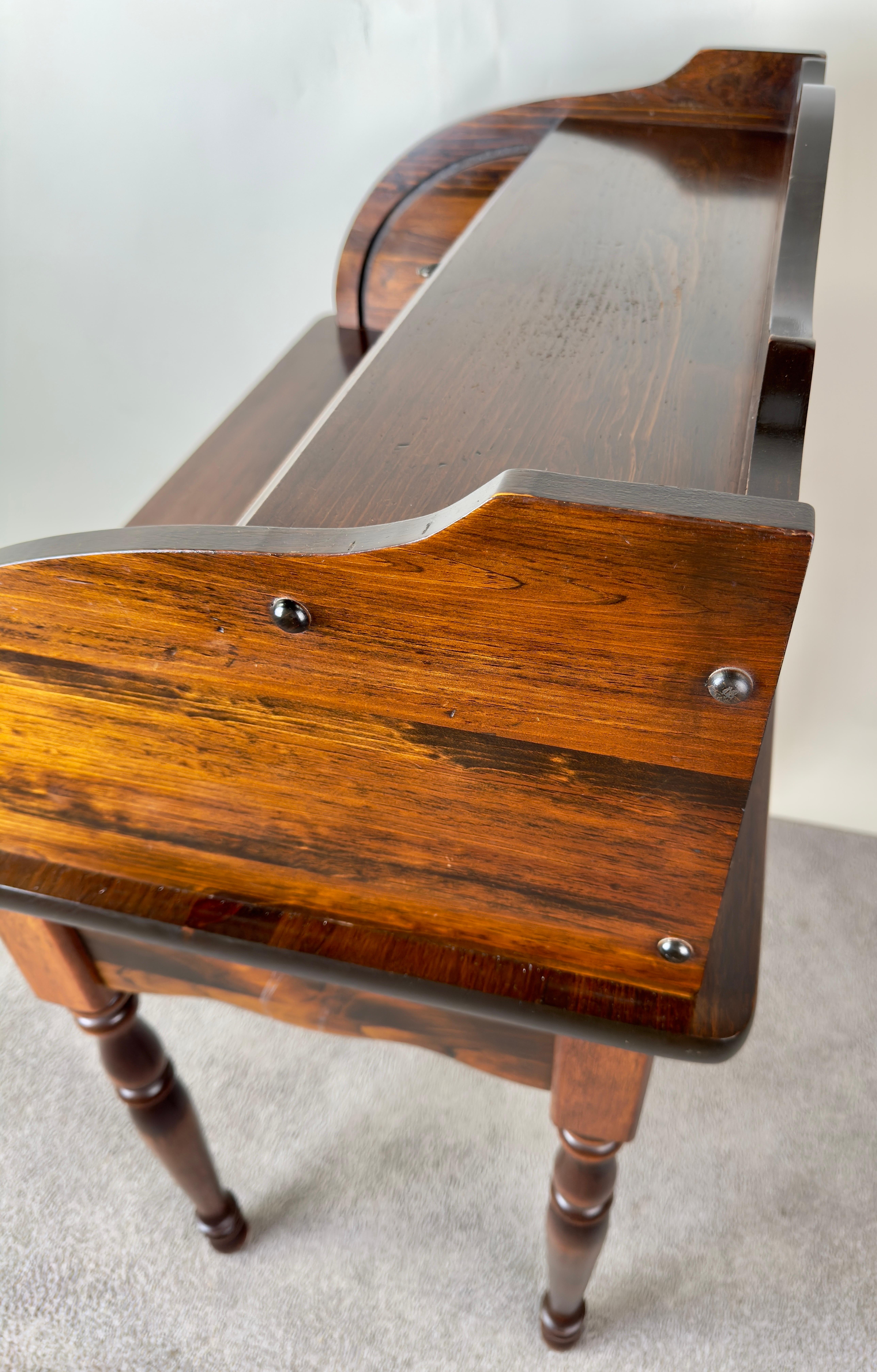 Victorian Style Walnut Roll-Top Desk with Tambour Front 7