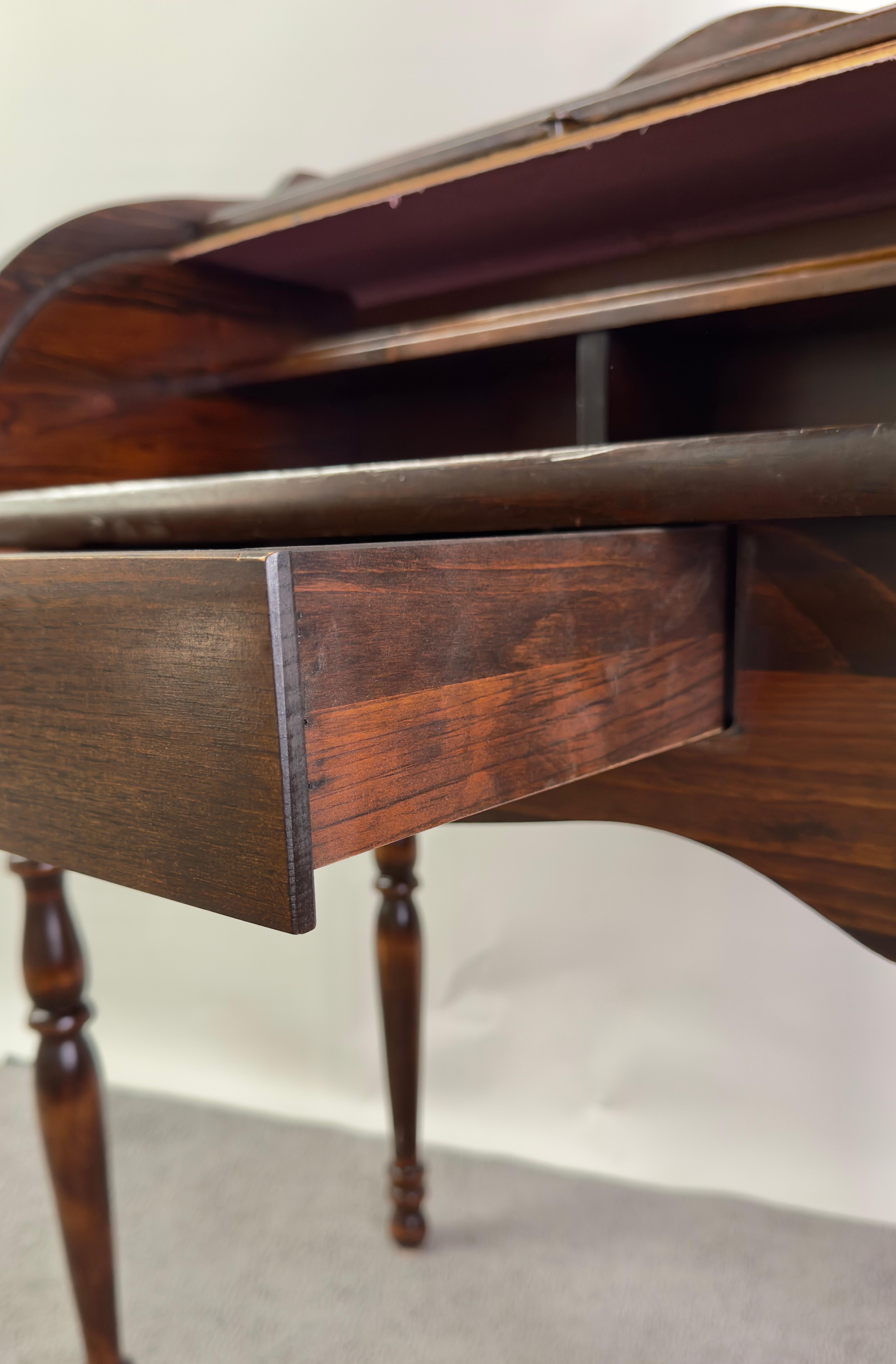 Victorian Style Walnut Roll-Top Desk with Tambour Front 8