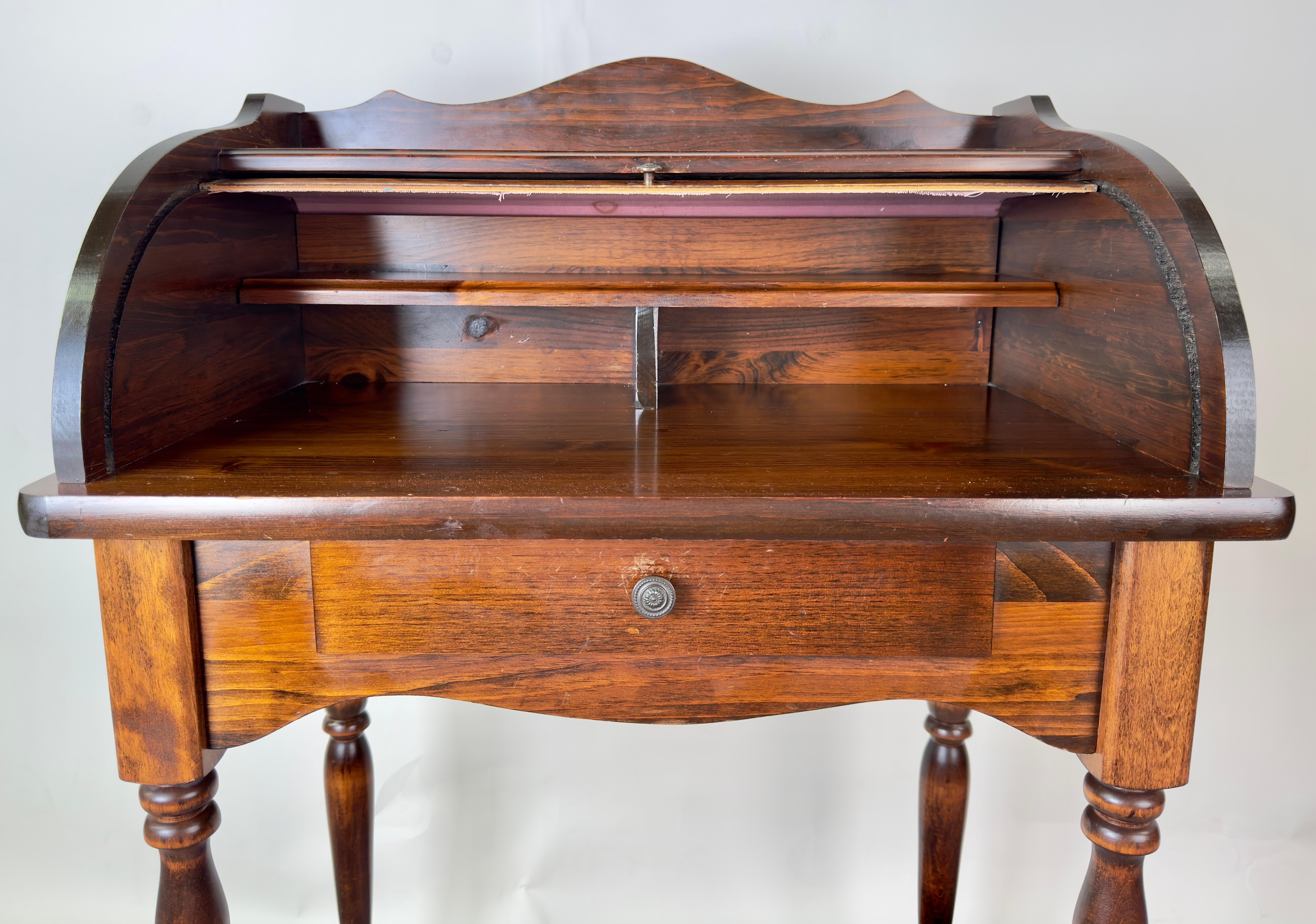 20th Century Victorian Style Walnut Roll-Top Desk with Tambour Front